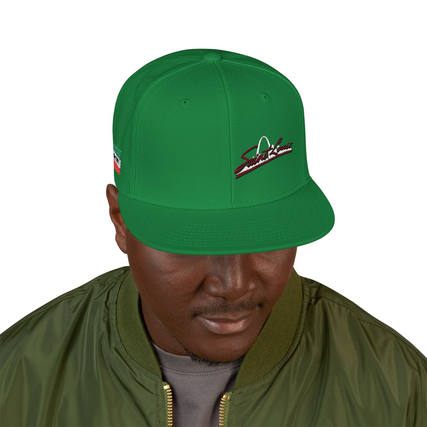 Snapback Hat - Saint Louis Embroidered - The Hill Neighborhood Edition - Red Lettering Printify