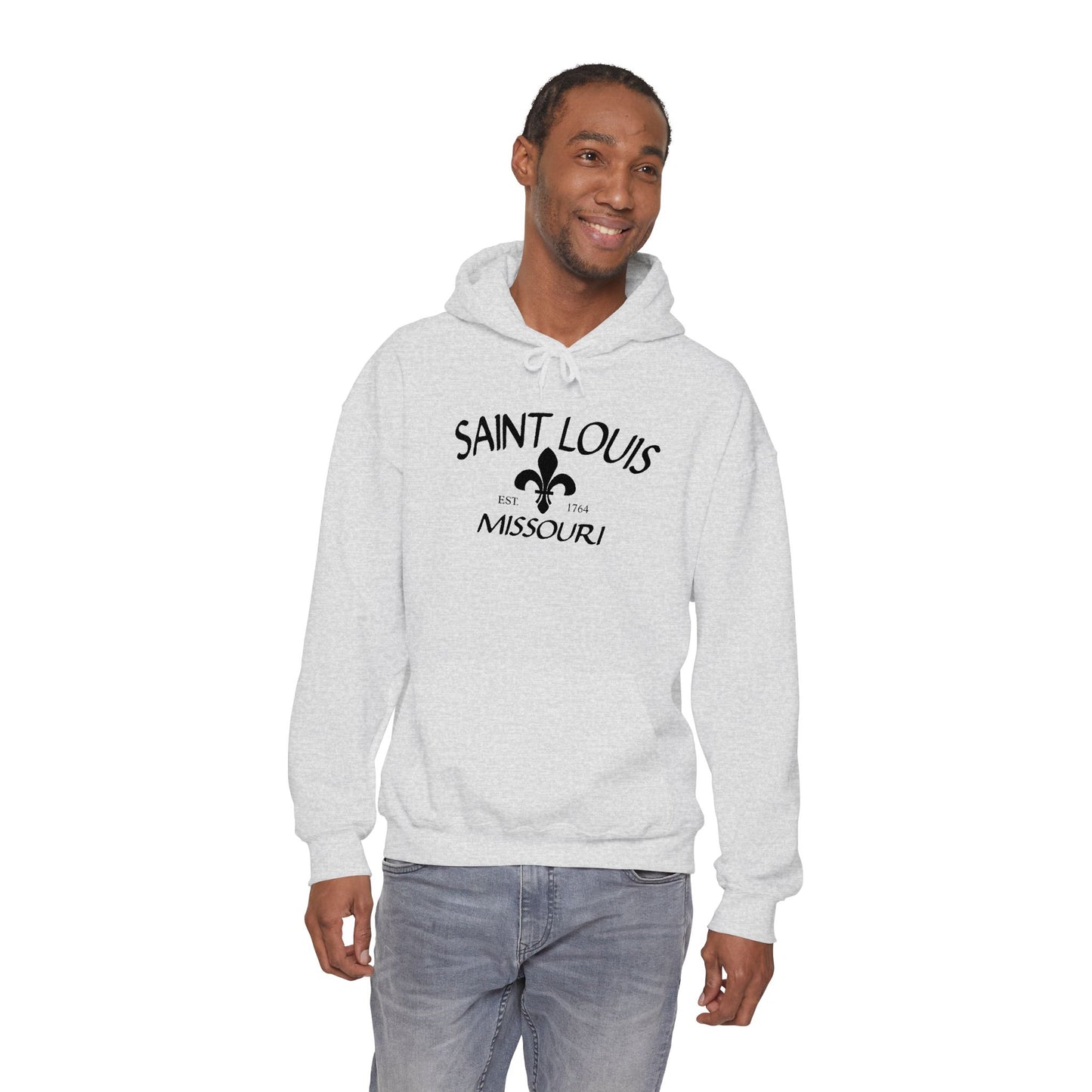 Saint Louis Missouri Embroidered Hoodie (Black Lettering)