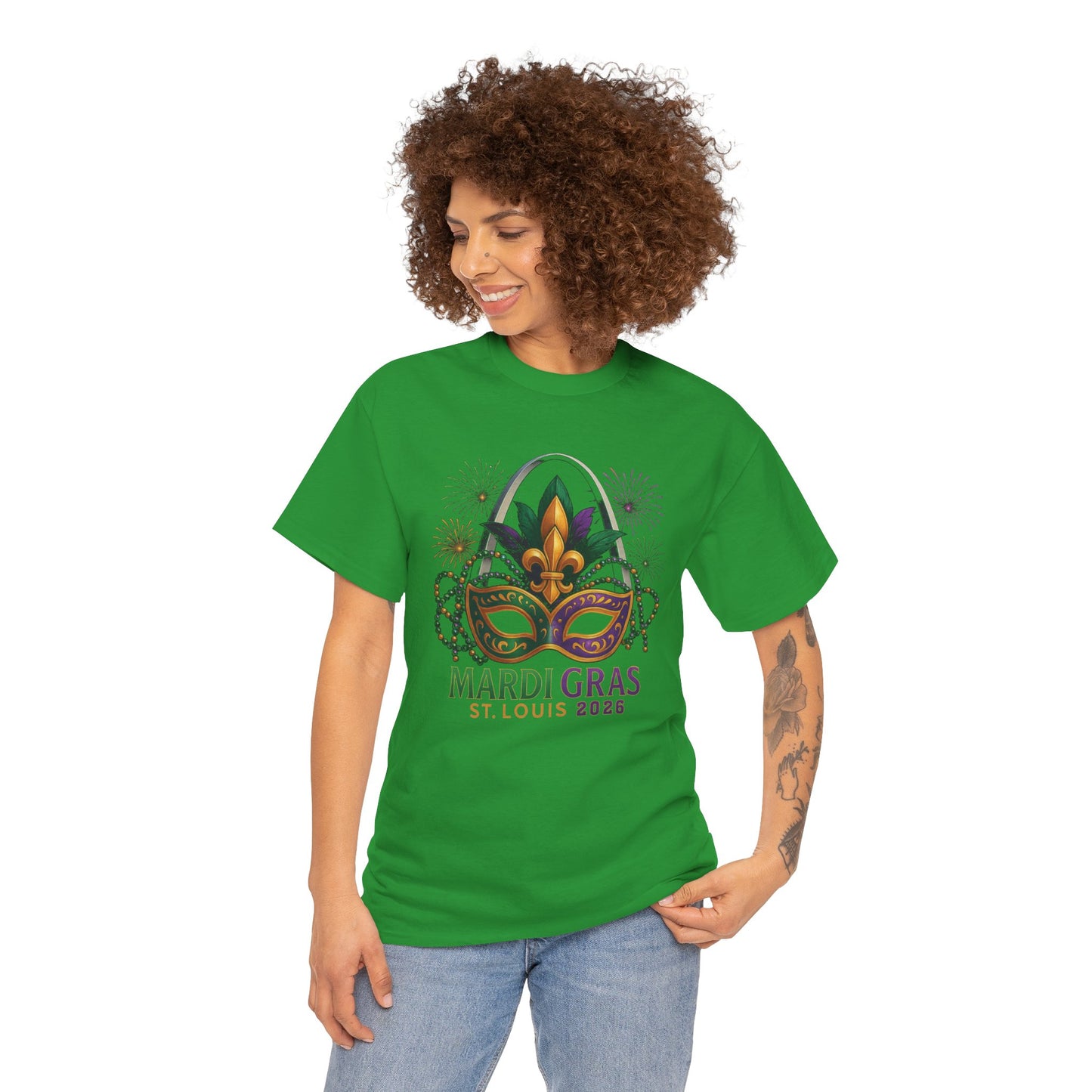 Mardi Gras Graphic T-Shirt — Festive Mask & Beads Tee