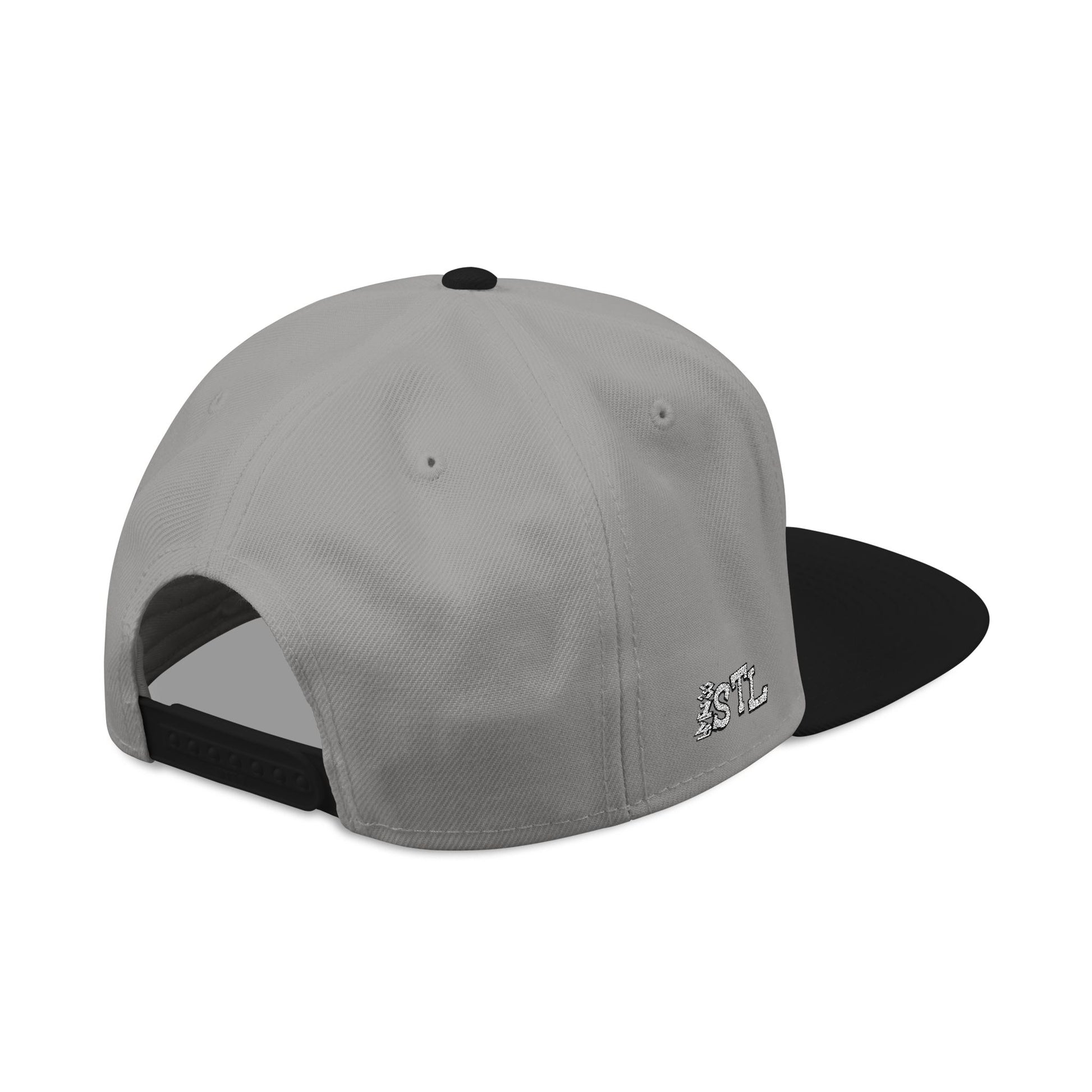 STL Embroidered Snapback Hat- Black & White Lettering Printify