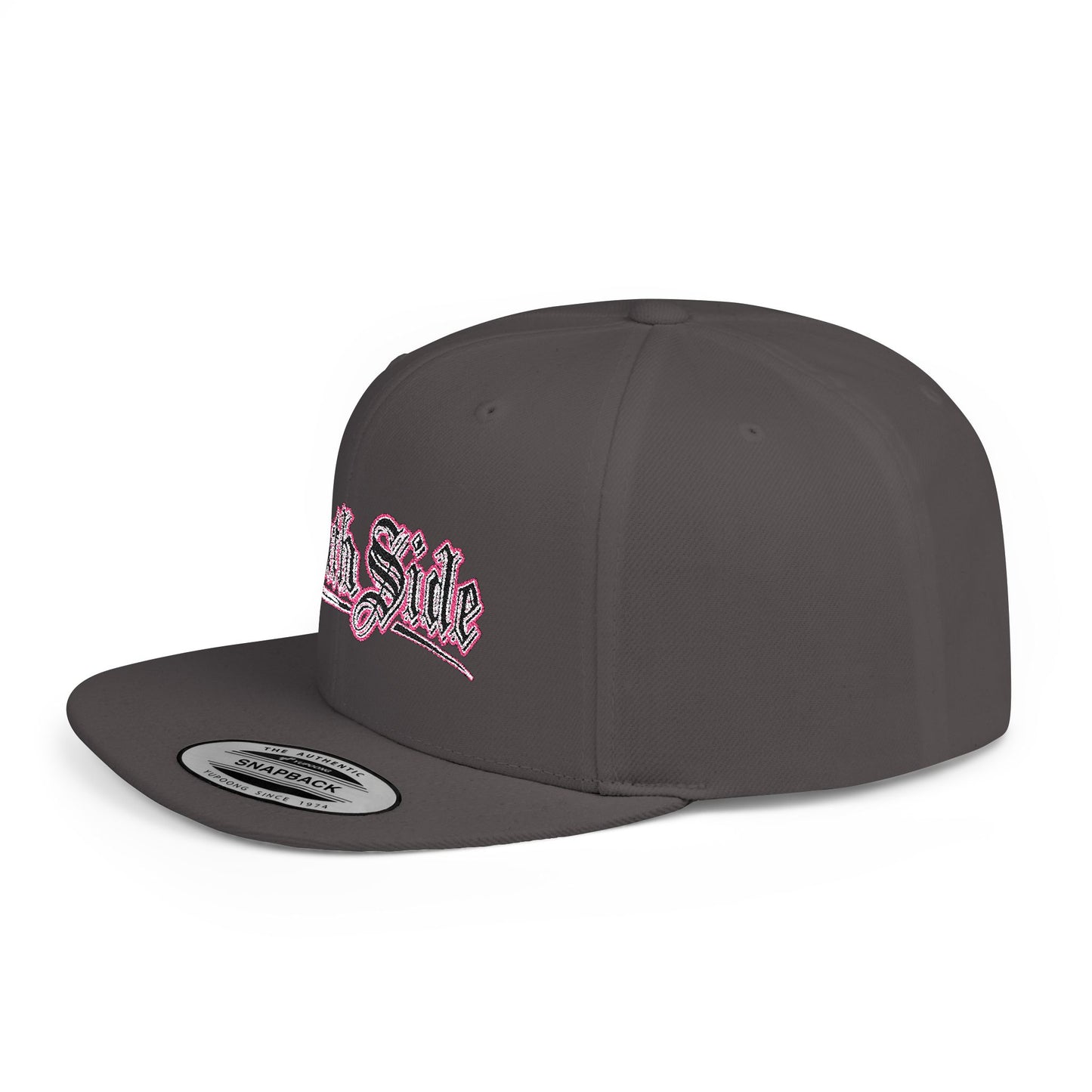 South Side Flat Bill Snapback Pink outline Printify
