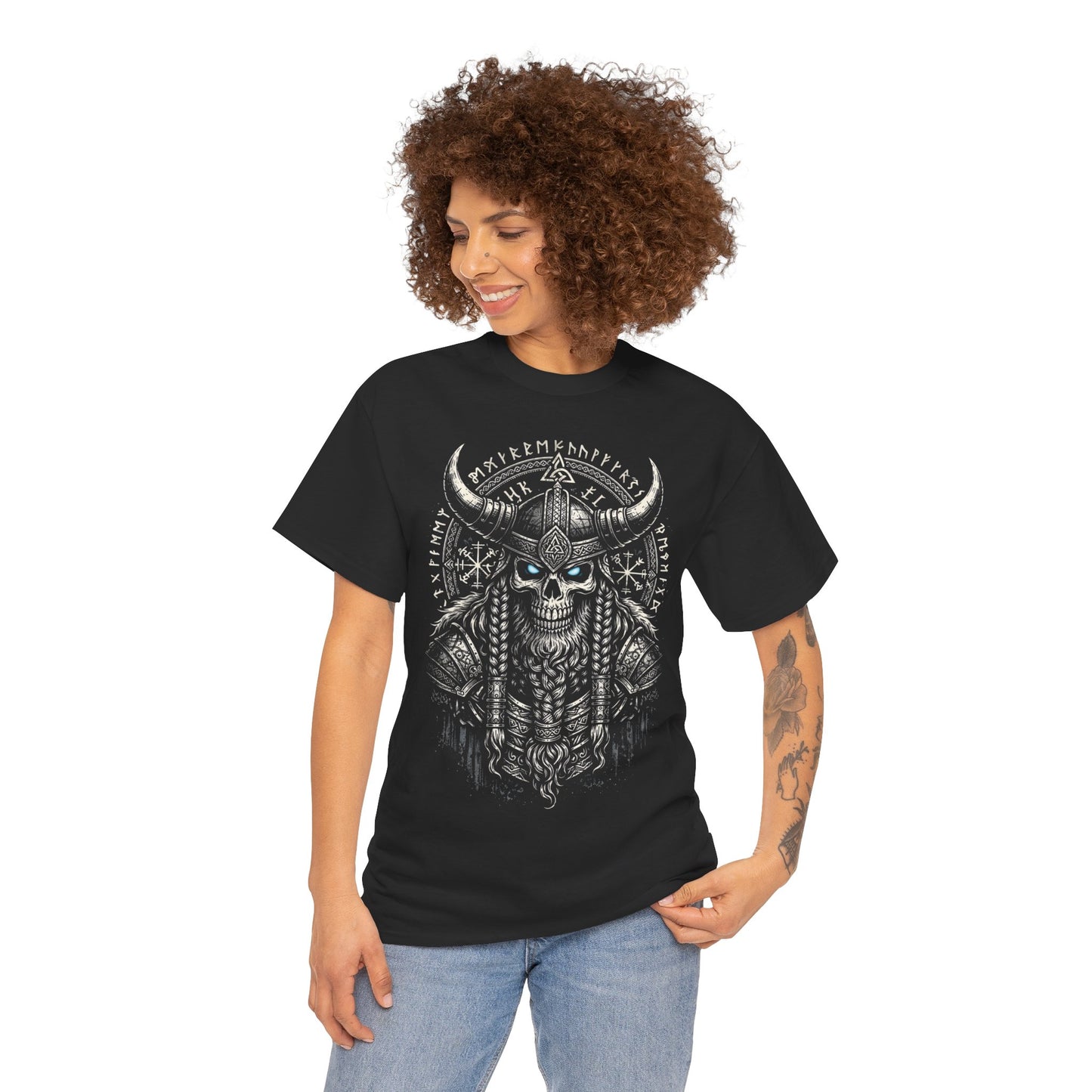 Viking Skull Warrior Tee – Norse Rune Heavy Metal T-Shirt