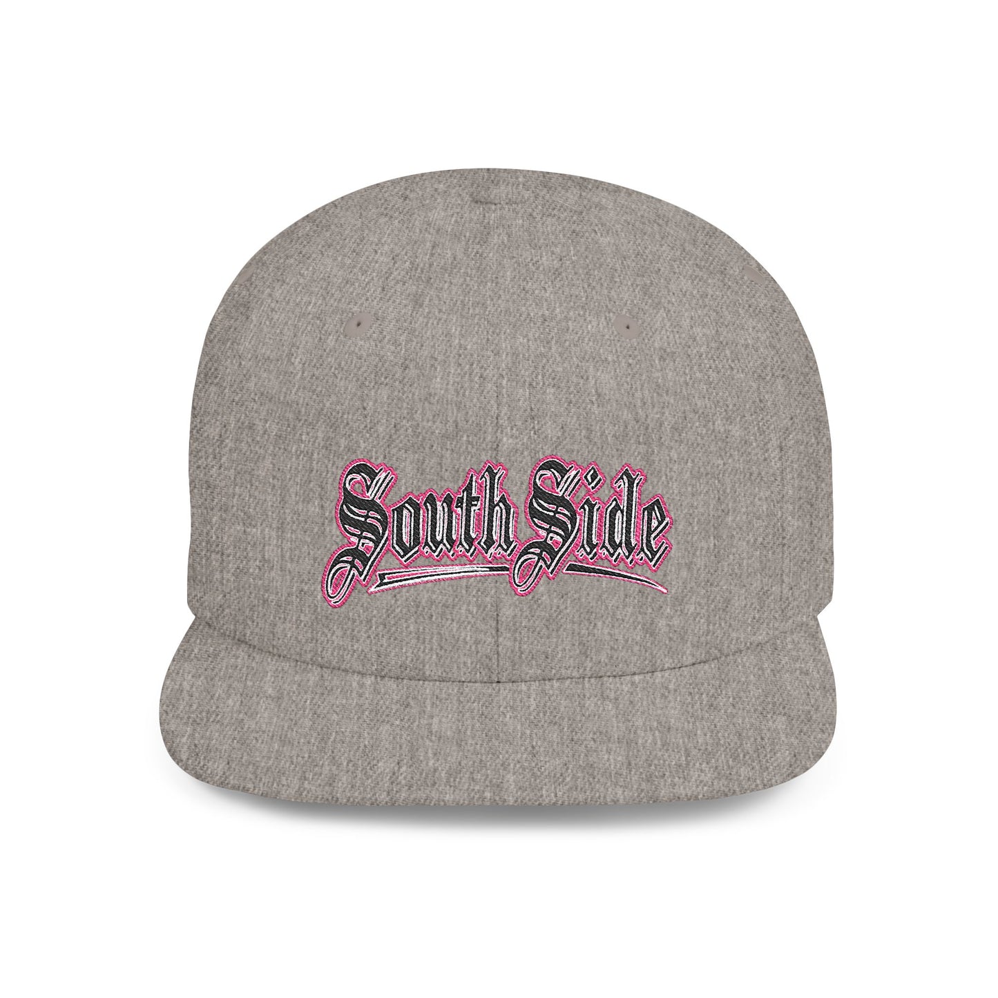 South Side Flat Bill Snapback Pink outline Printify