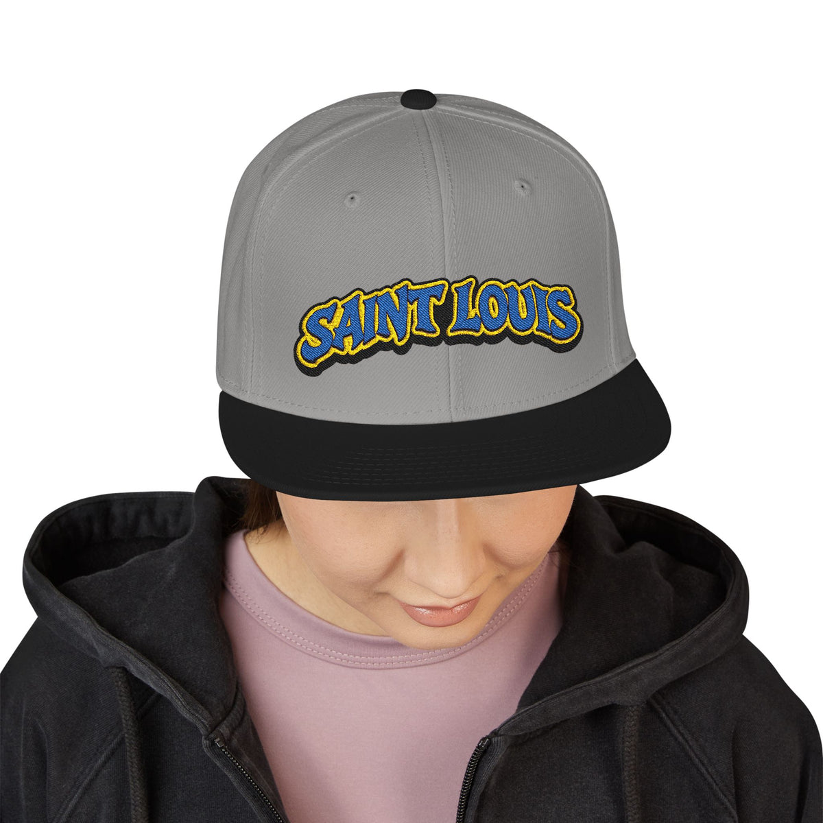 St. Louis Embroidered Snapback Hat — Retro Script Logo Cap