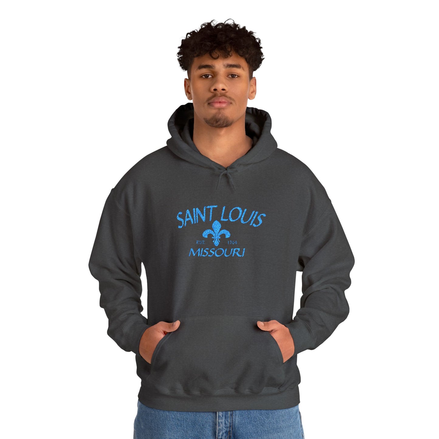 Saint Louis Embroidered Hoodie — Blue Lettering
