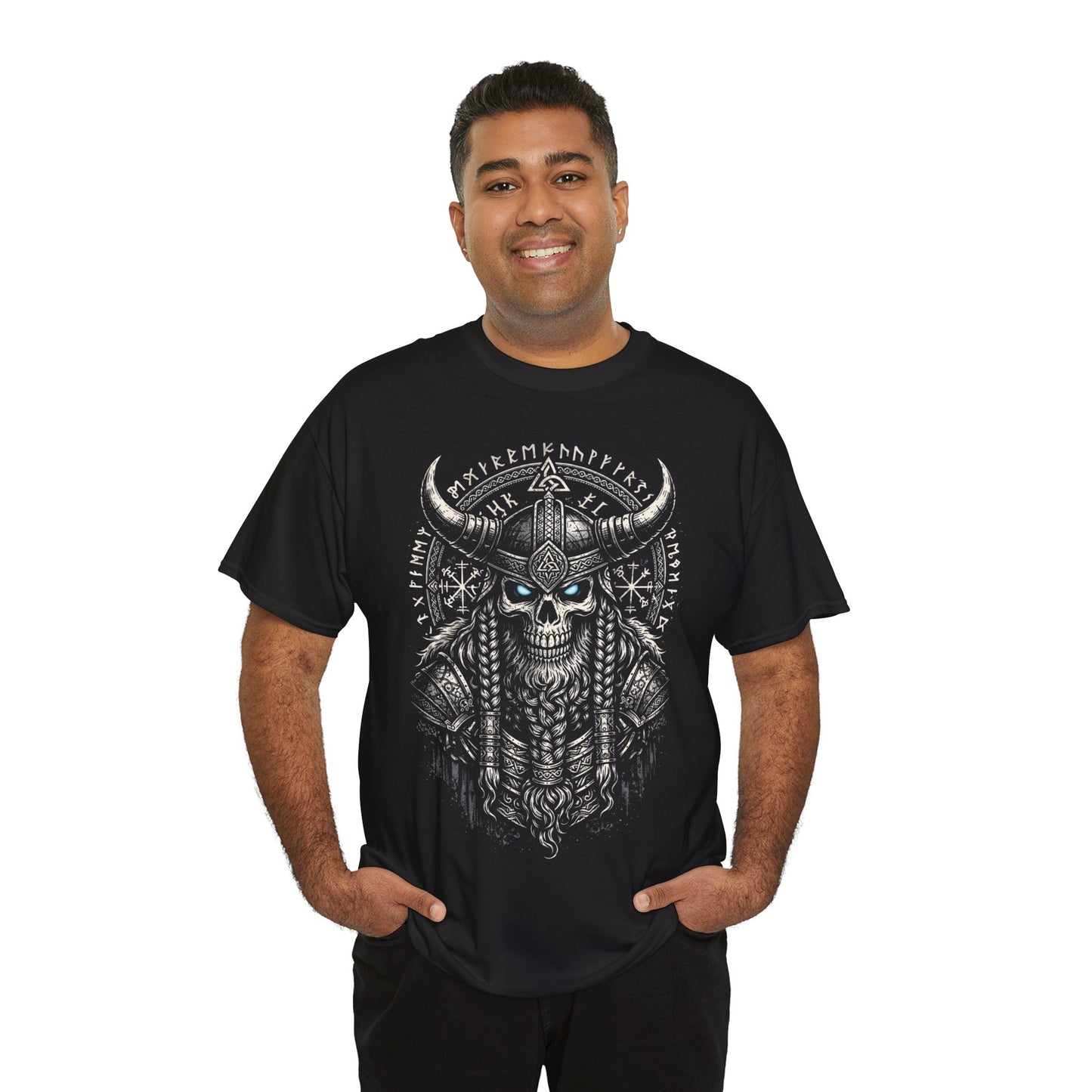Viking Skull Warrior Tee – Norse Rune Heavy Metal T-Shirt