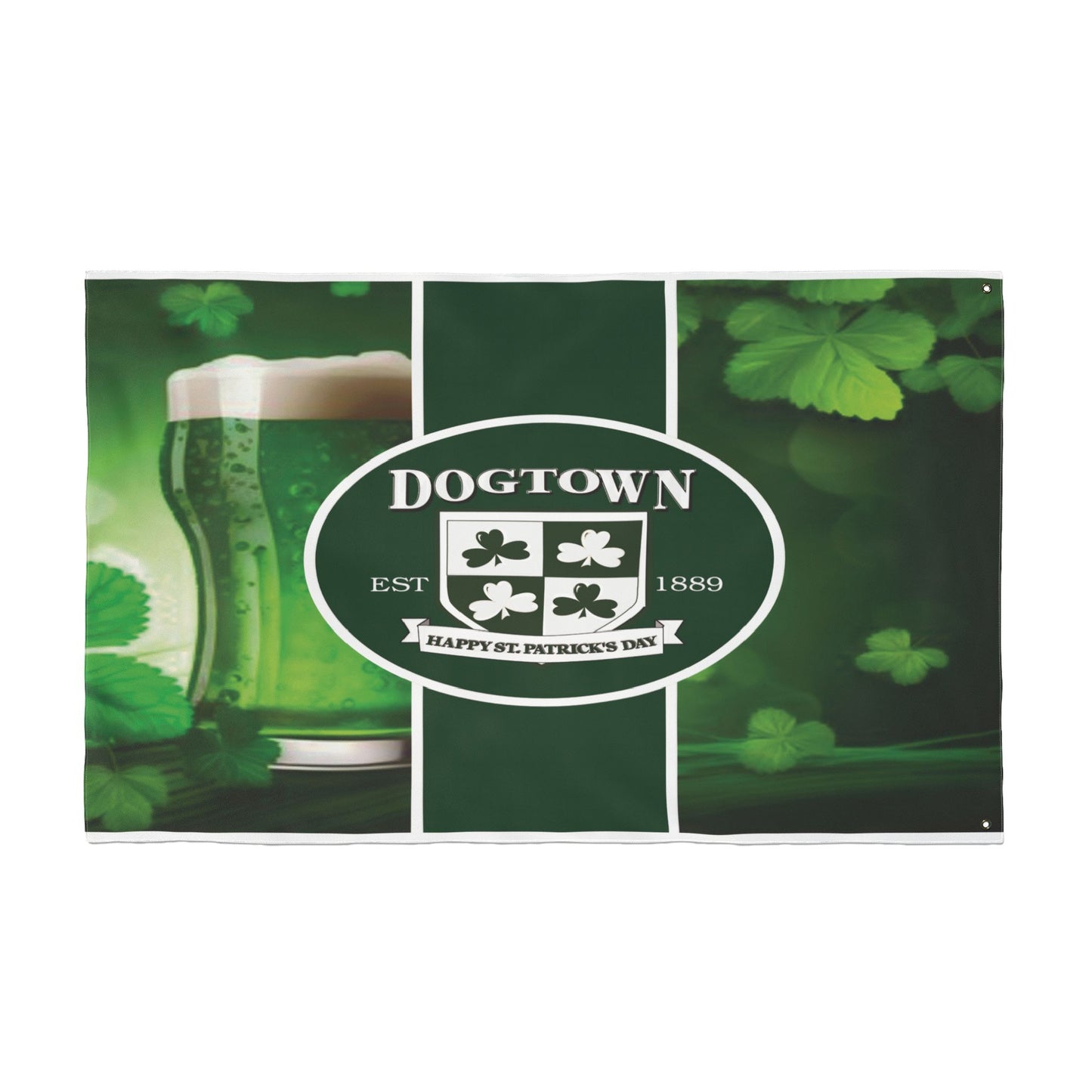 Double Sided Flag- Dogtown Neighborhood St Patrick's Day Printify
