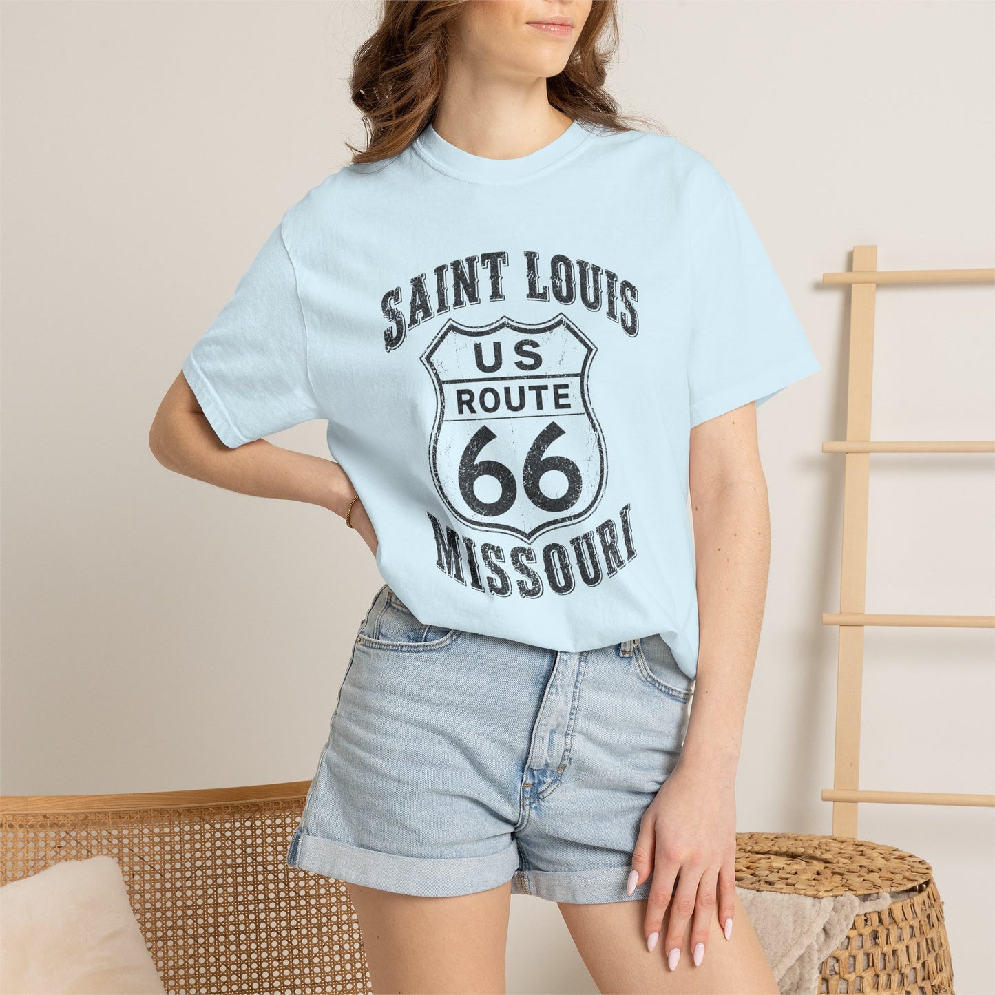 Route 66 Saint Louis Missouri T-Shirt — Vintage Road Trip Tee⚠️ Contains AI-generated models