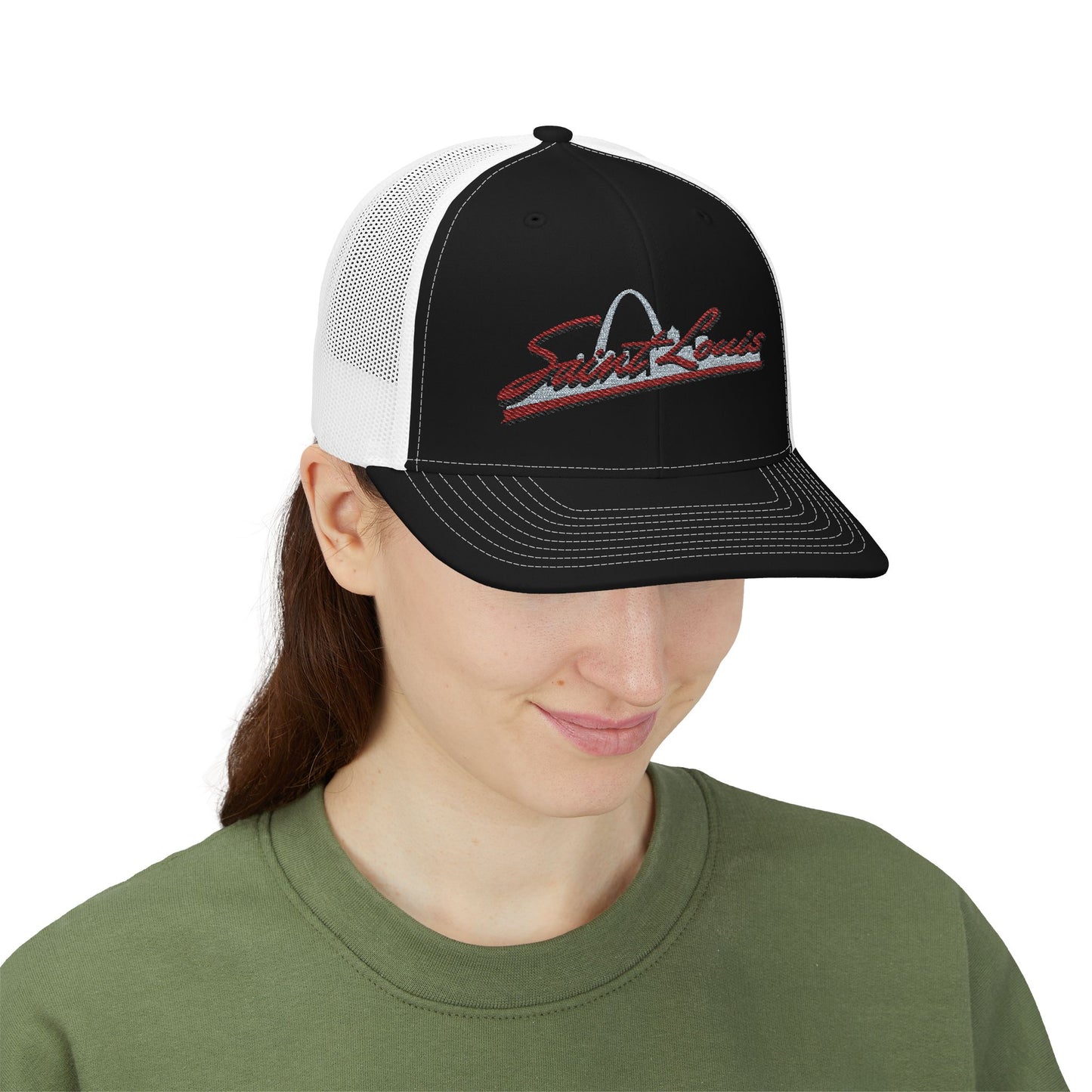 Embroidered Snapback Trucker Cap - Saint Louis Logo Printify