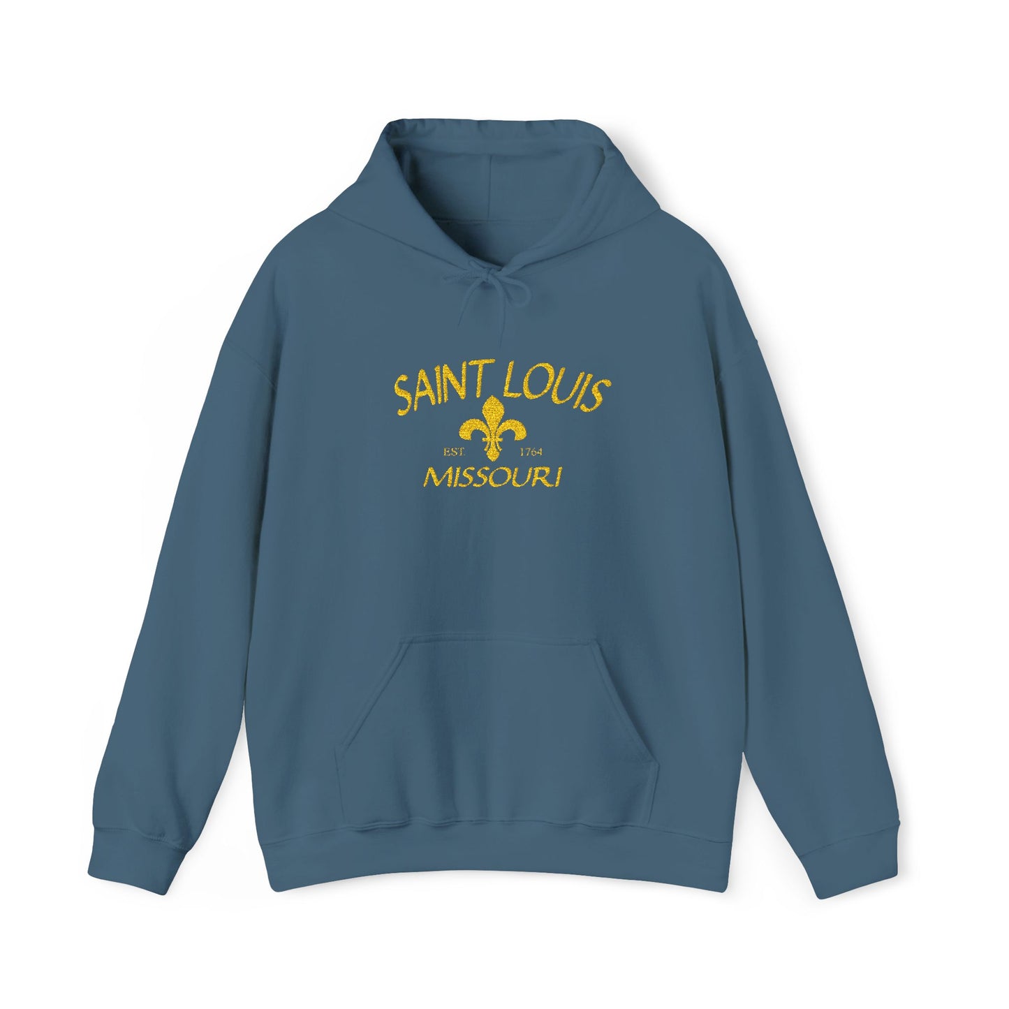 Embroidered Hoodie-Saint Louis Missouri (Yellow Lettering) Printify