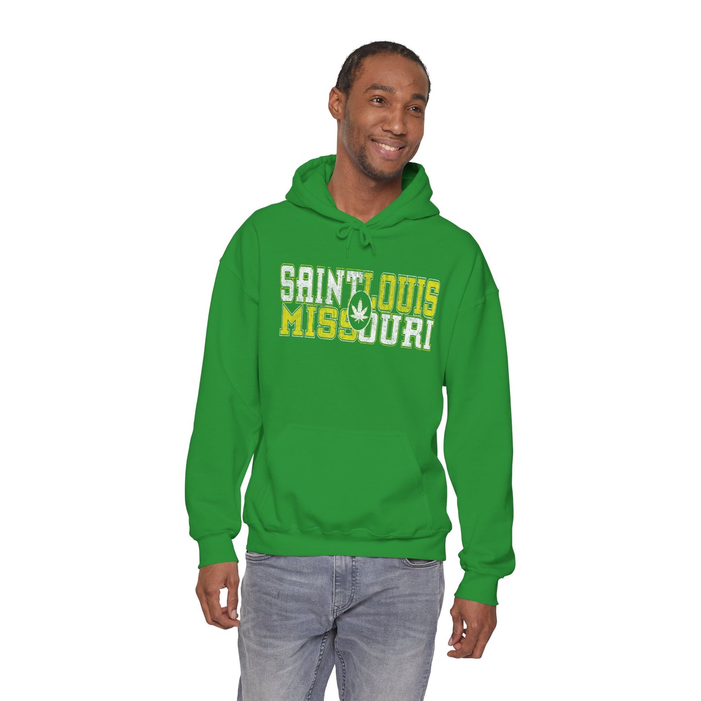 Saint Louis Missouri Hoodie – Retro Collegiate Design with Leaf Emblem