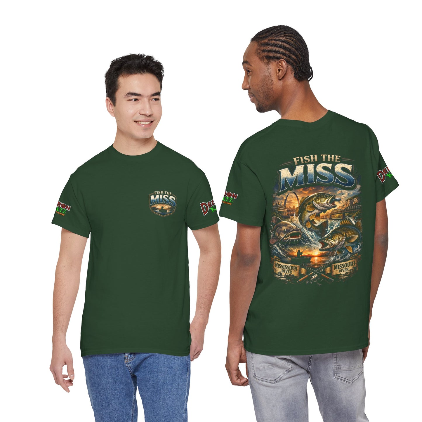 Fishing T‑Shirt - "Fish the Miss" Bass Fishing Graphic Tee (Front & Back Print)