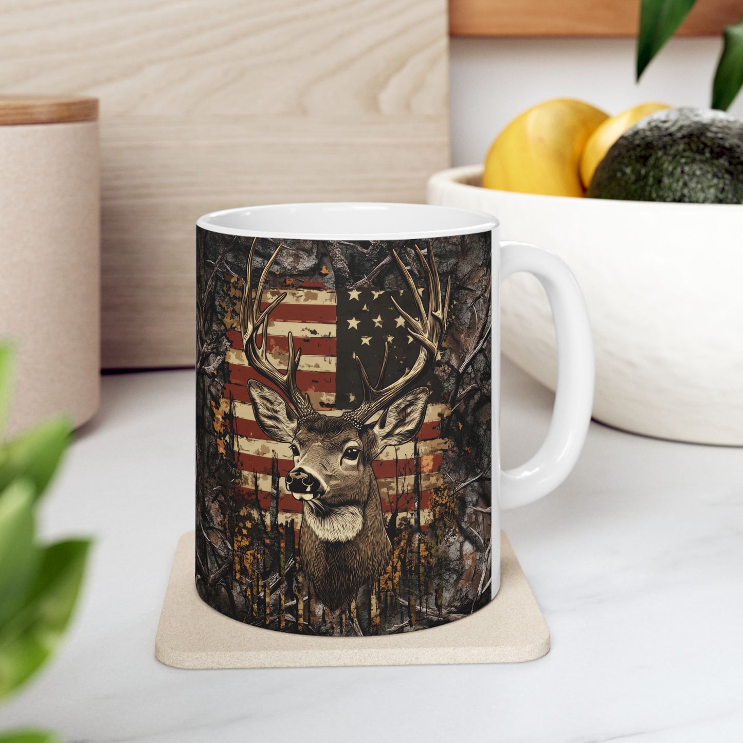 Ceramic Mug, (11oz, 15oz) American Hunter Design