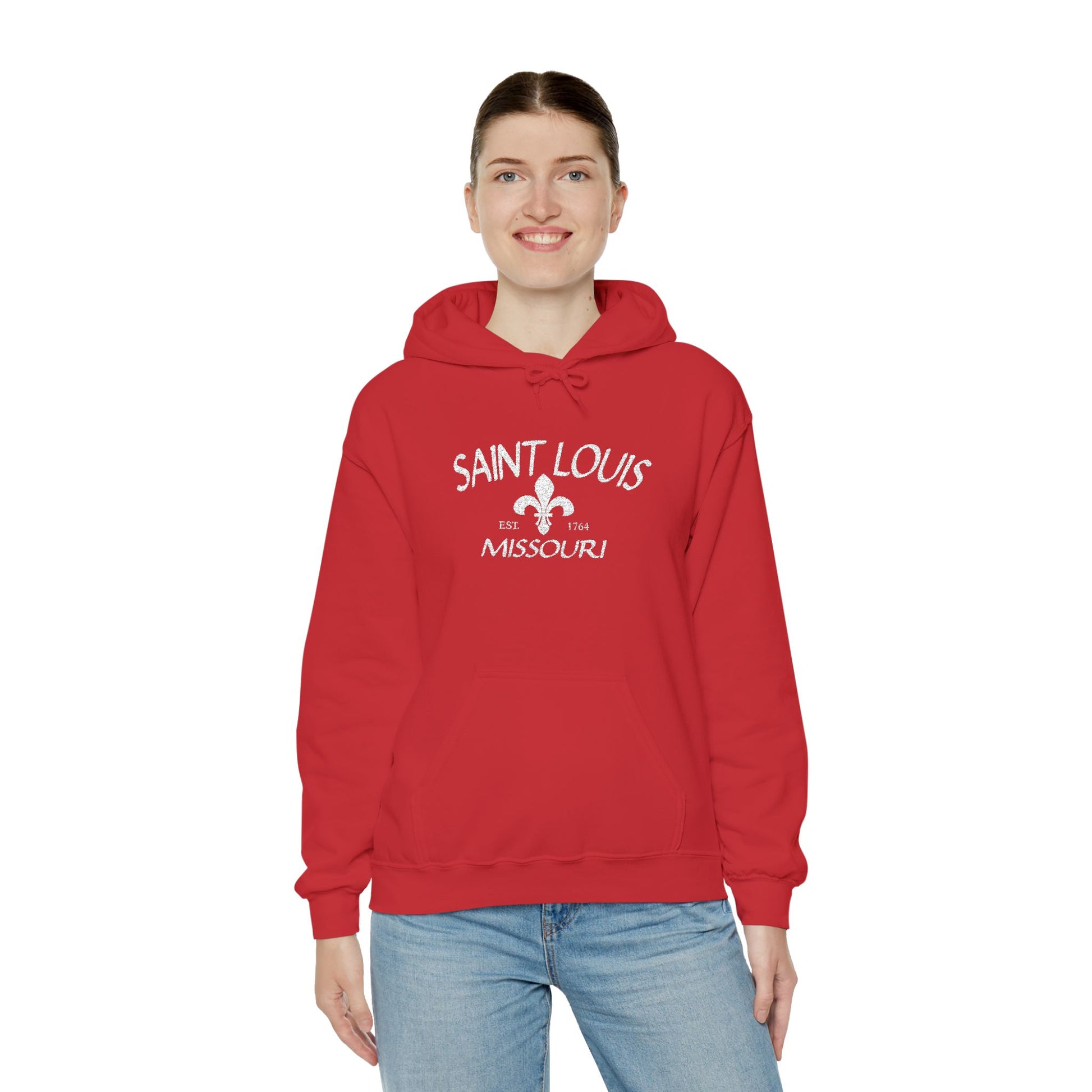 Saint Louis Missouri Embroidered Hoodie — White Lettering Printify