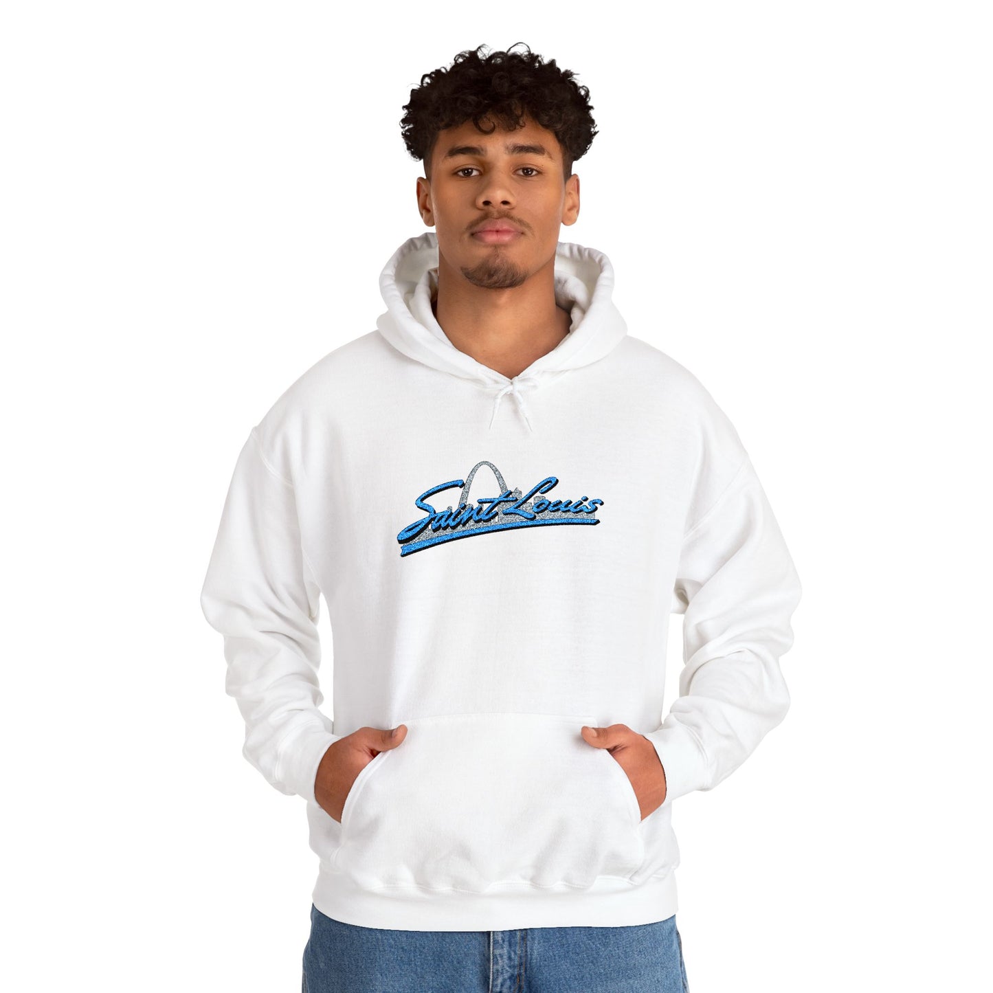 Embroidered Hoodie- Saint Louis Printify