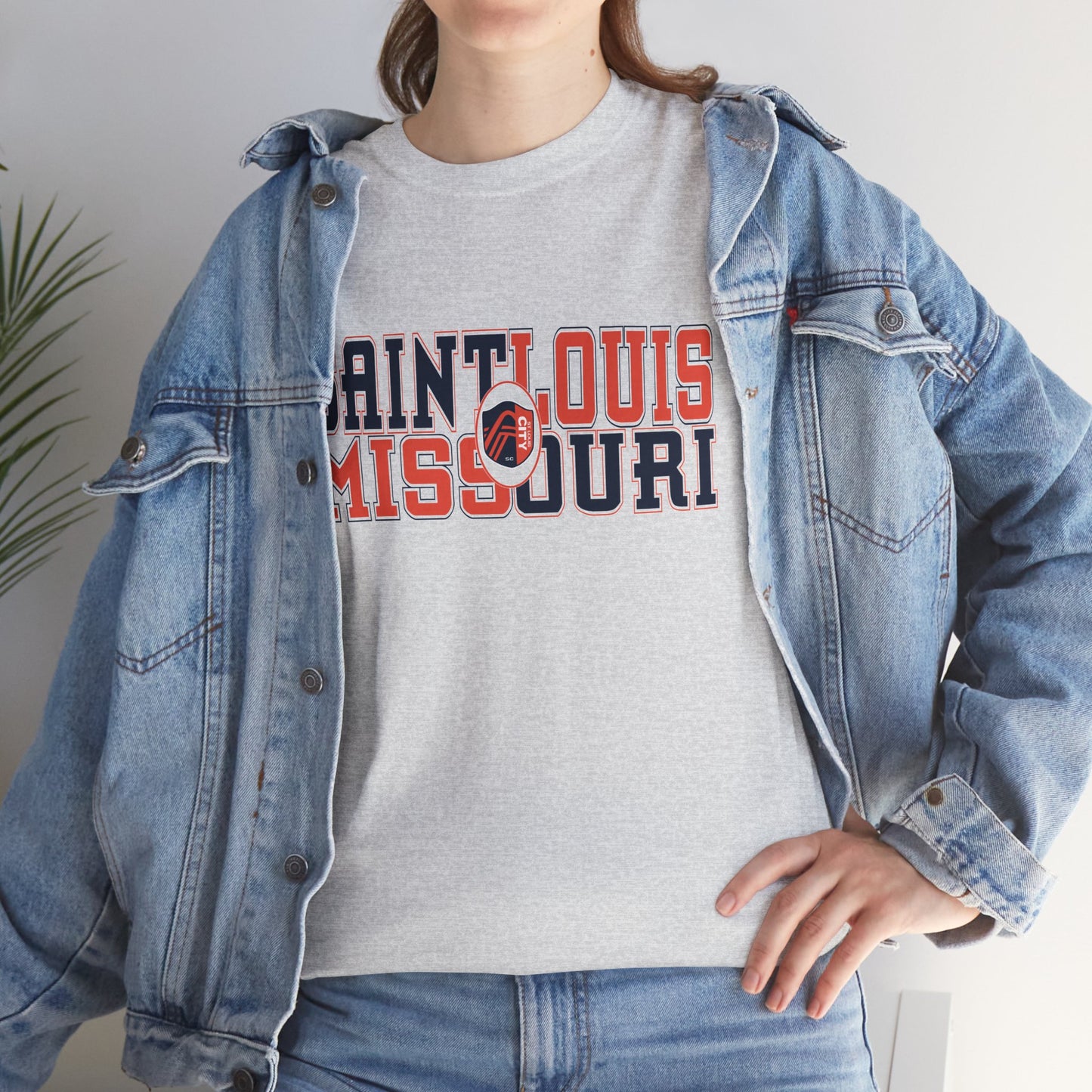 Saint Louis Missouri Tee in Blue and Red Font