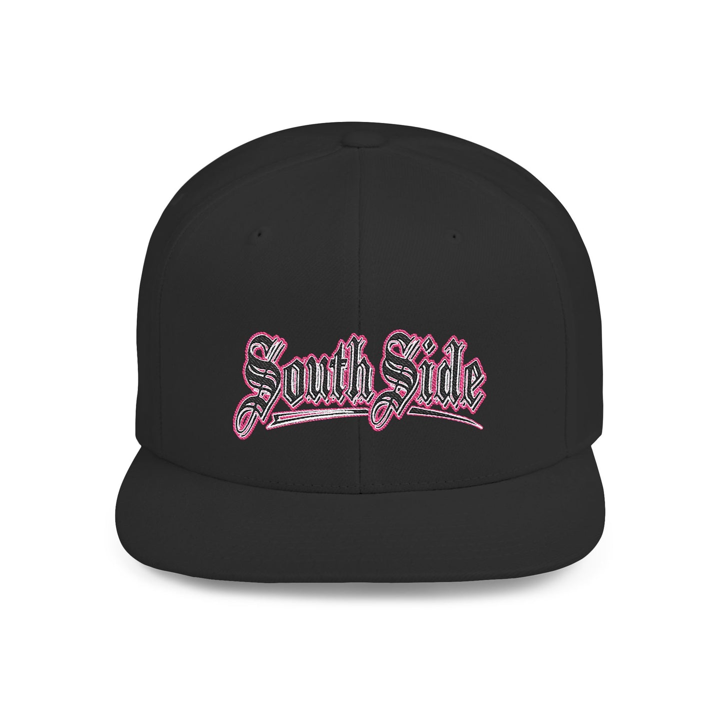 South Side Flat Bill Snapback Pink outline Printify
