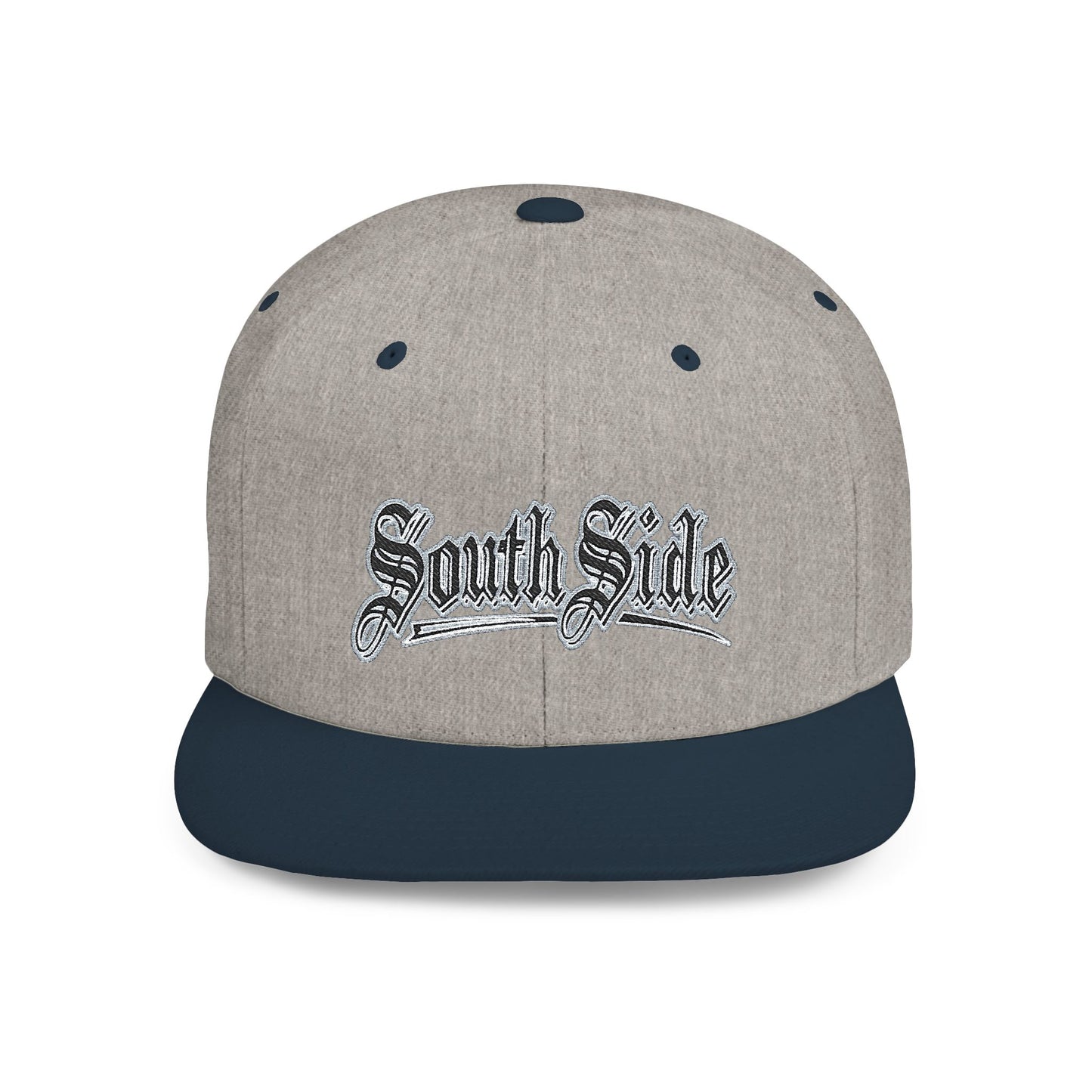 South Side Flat Bill Snapback blue outline Printify