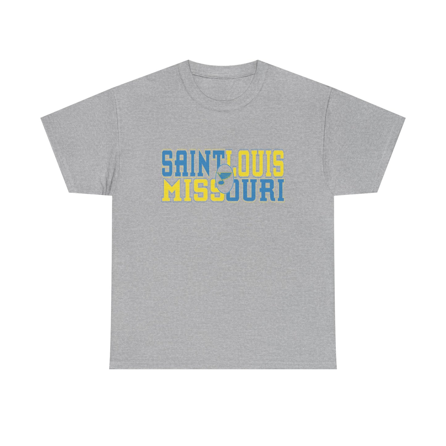 Saint Louis Missouri Tee in Blue & Gold Font