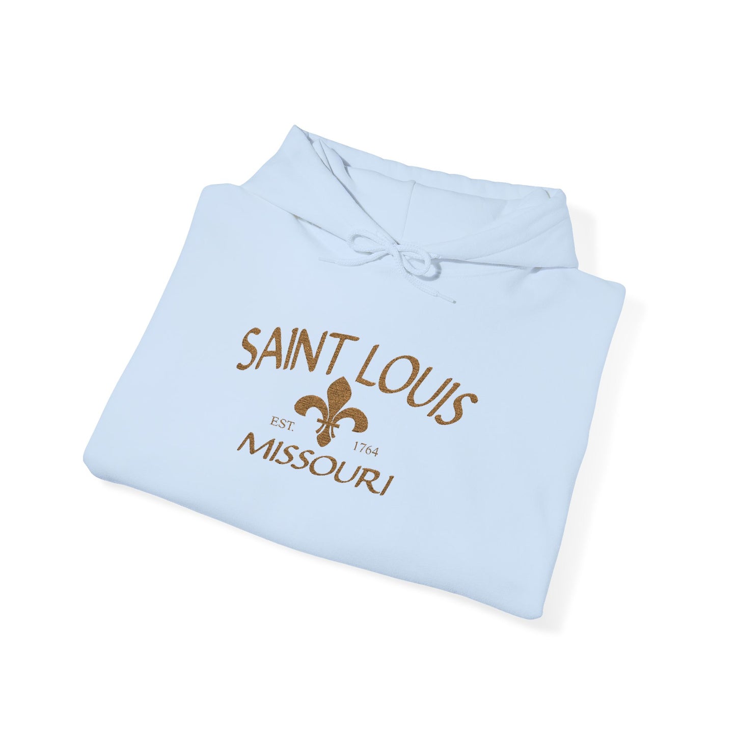 Saint Louis Missouri Embroidered Hoodie — Brown Lettering