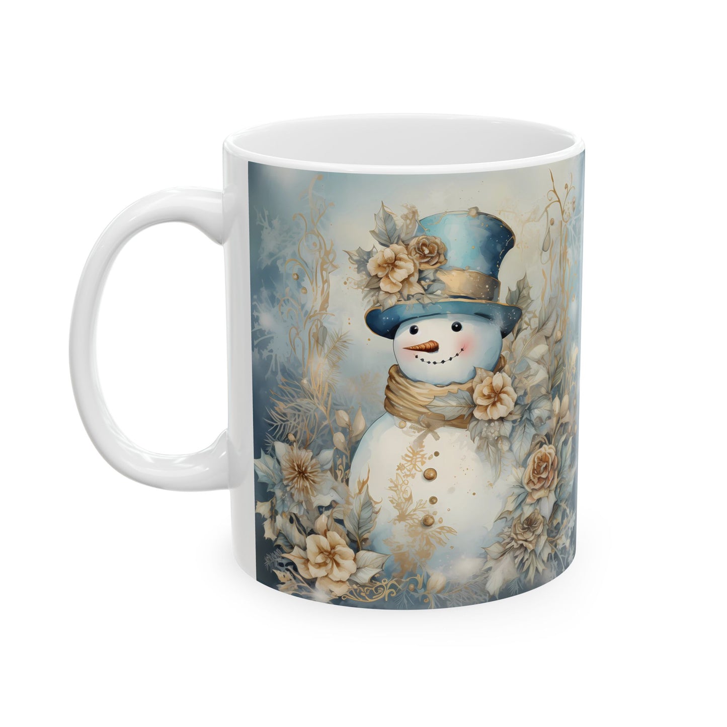 Winter Bloom Snowman Mug (11oz, 15oz)-Ceramic