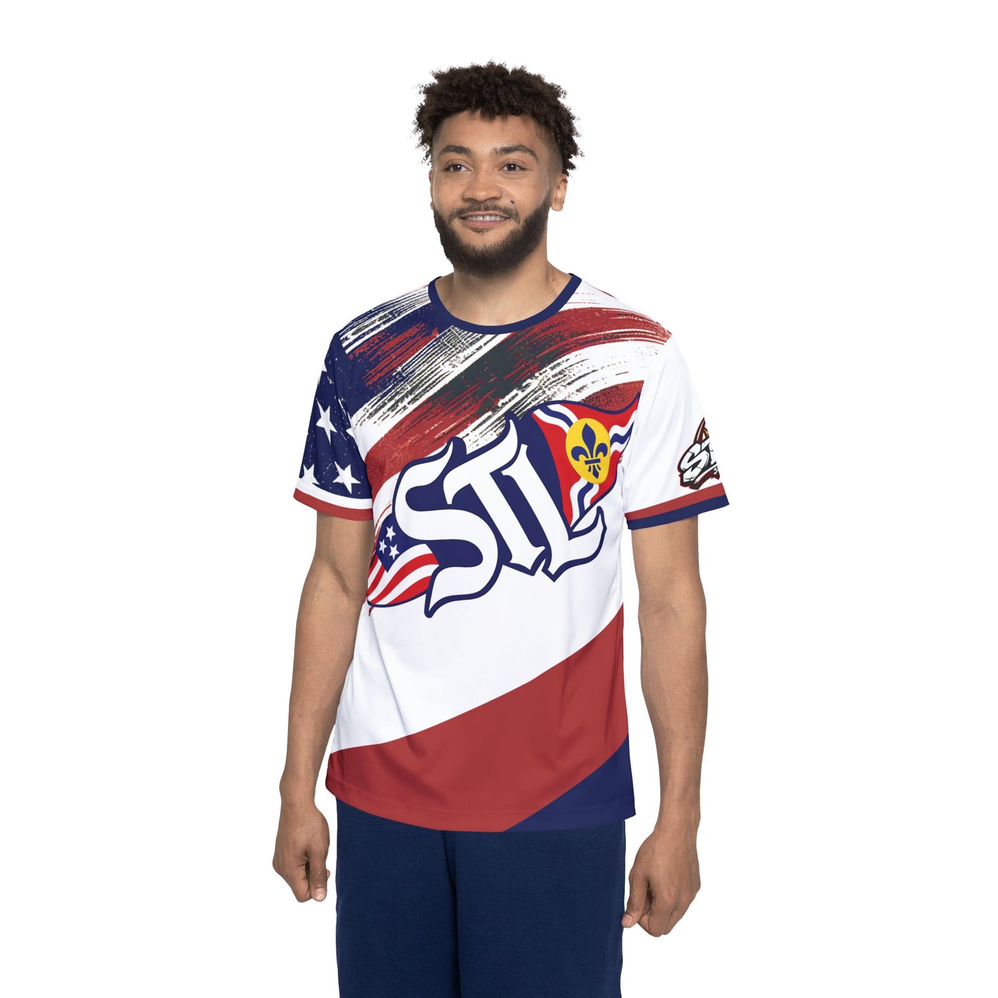 Men's STL USA Flag Sports Jersey — St. Louis Patriotic Athletic