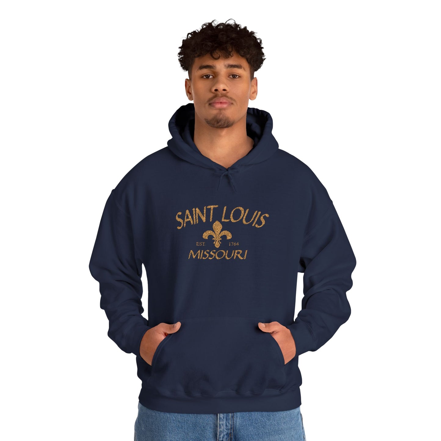 Saint Louis Missouri Embroidered Hoodie — Brown Lettering