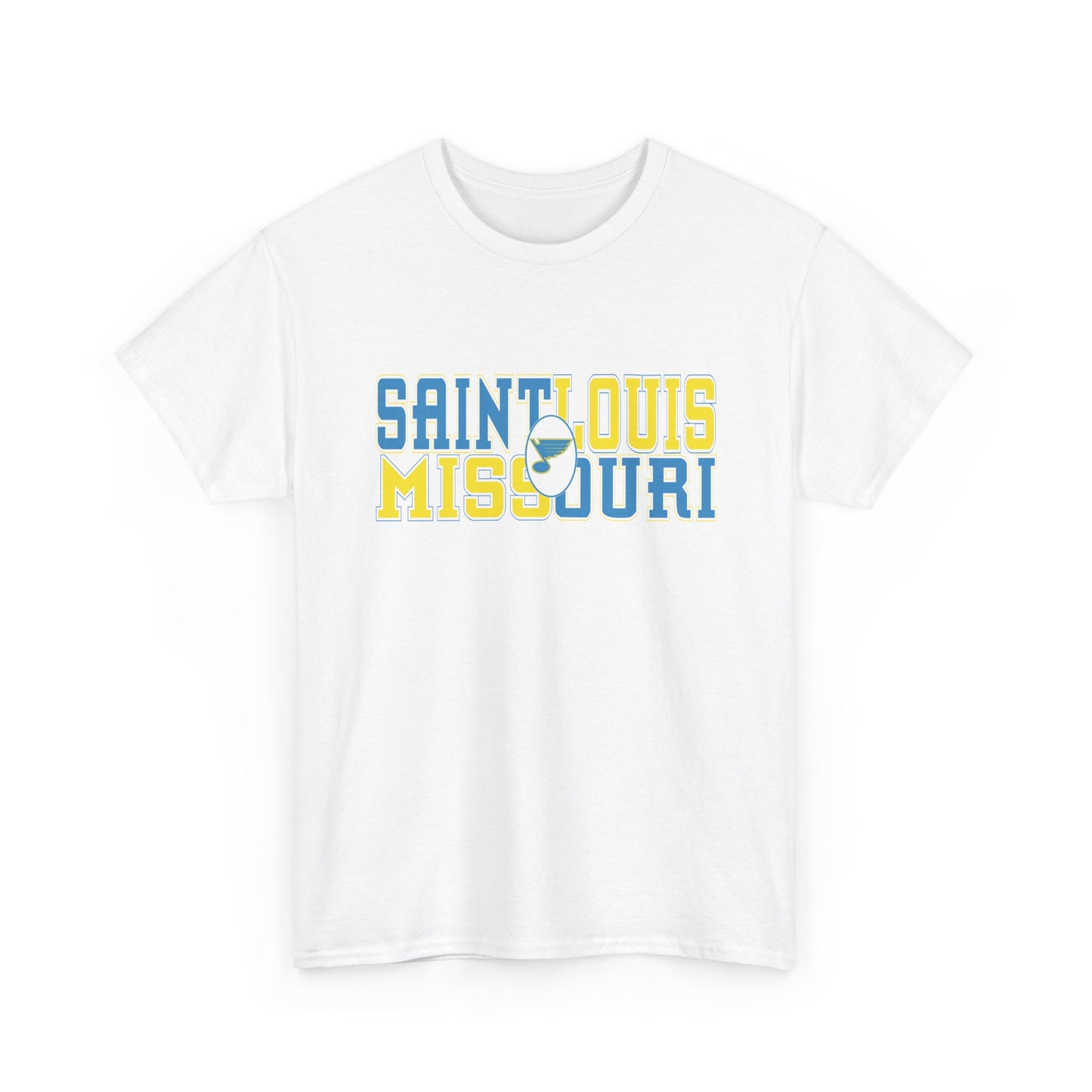 Saint Louis Missouri Tee in Blue & Gold Font