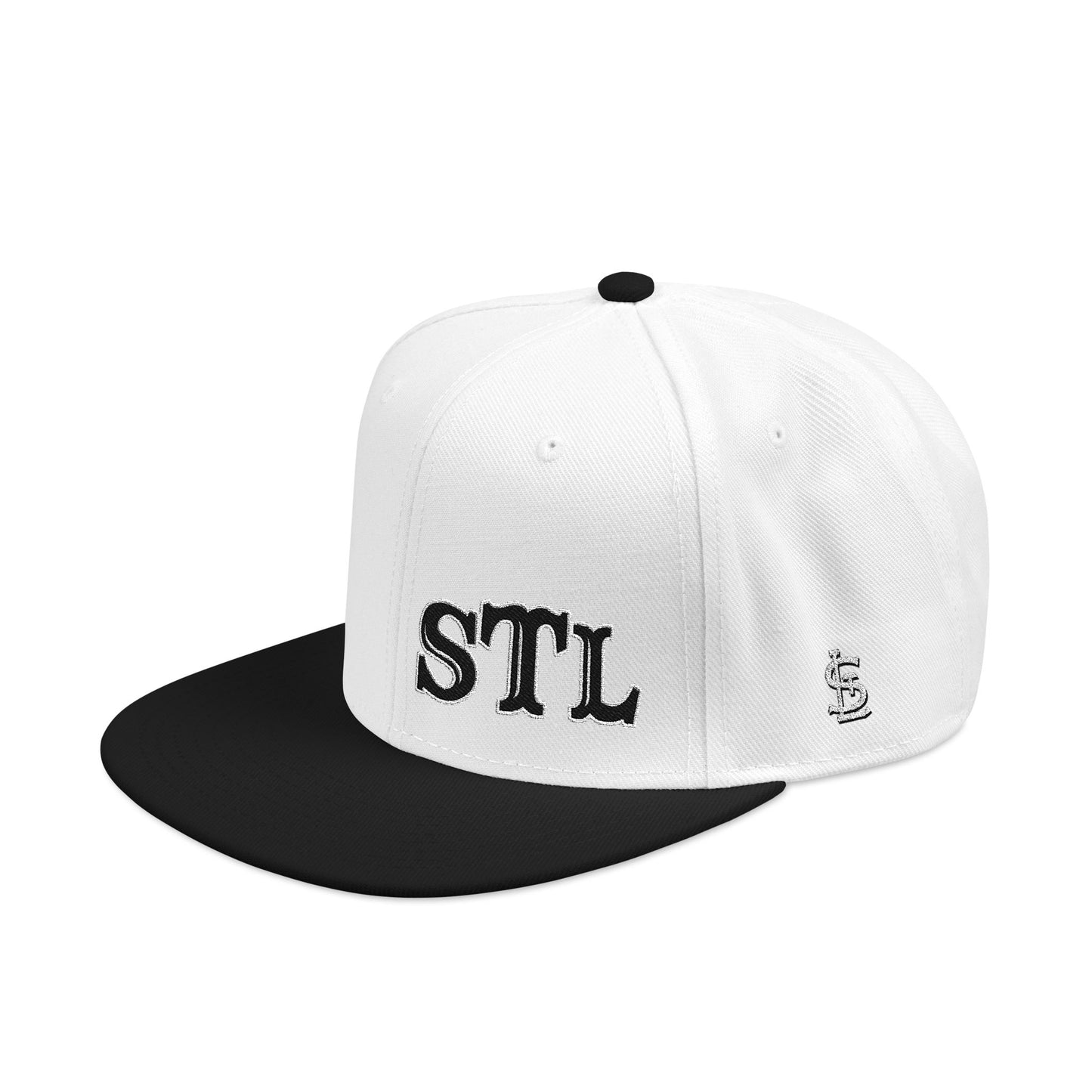 STL Embroidered Snapback Hat- Black & White Lettering Printify