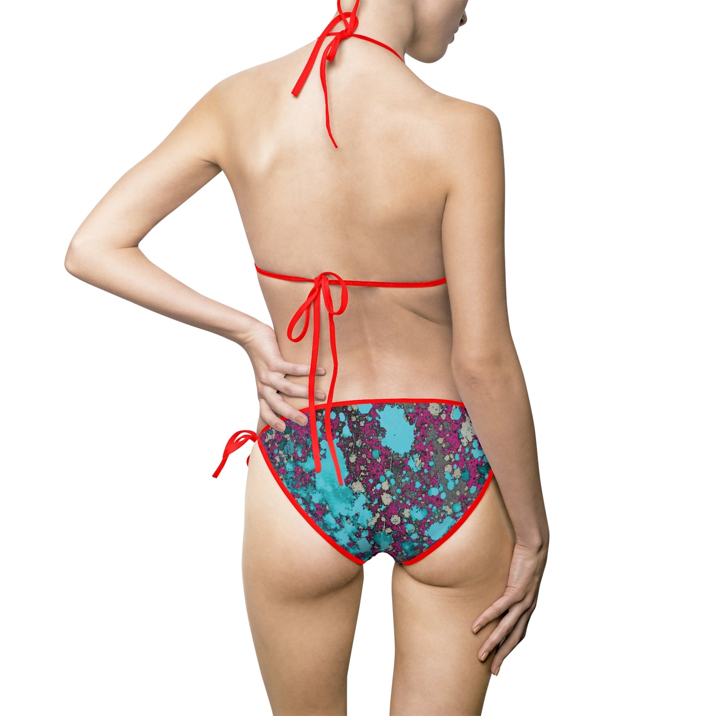 Turquoise Pink Splash Bikini Printify