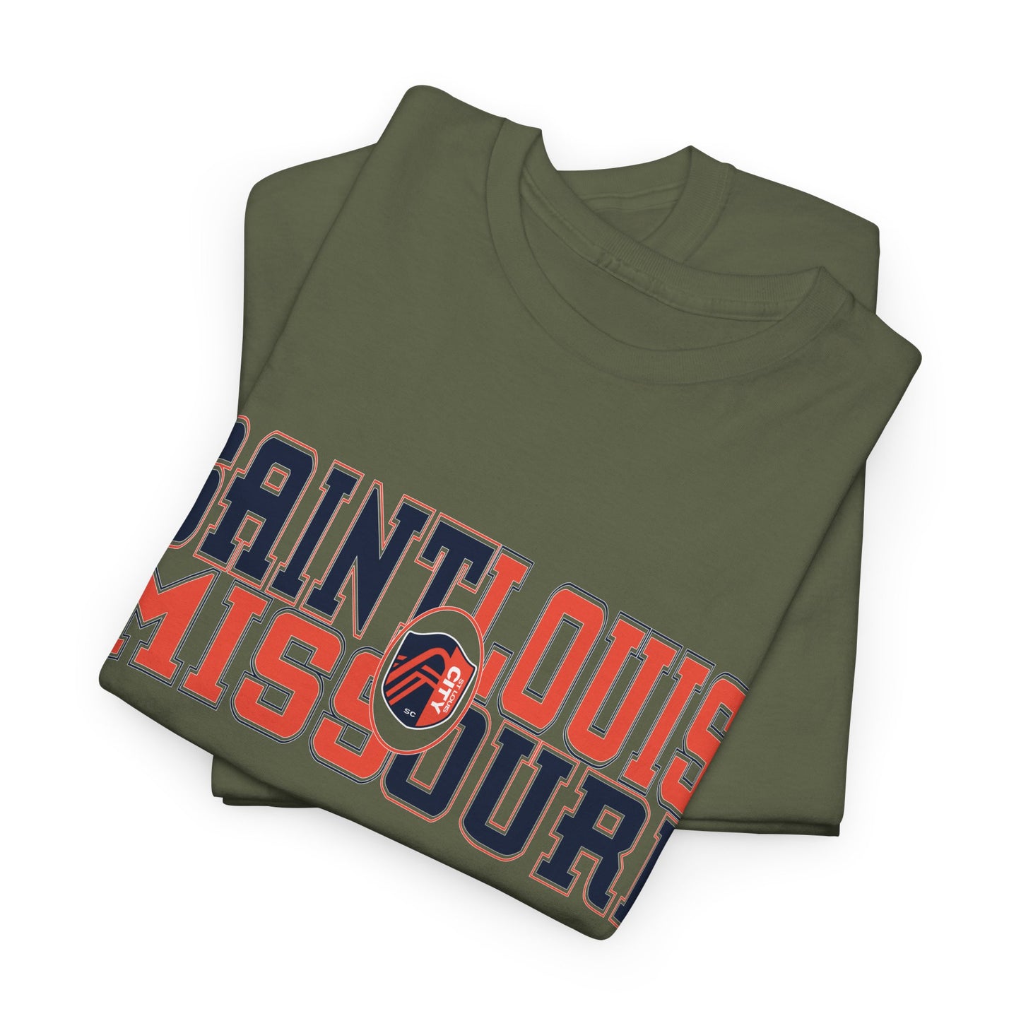 Saint Louis Missouri Tee in Blue and Red Font