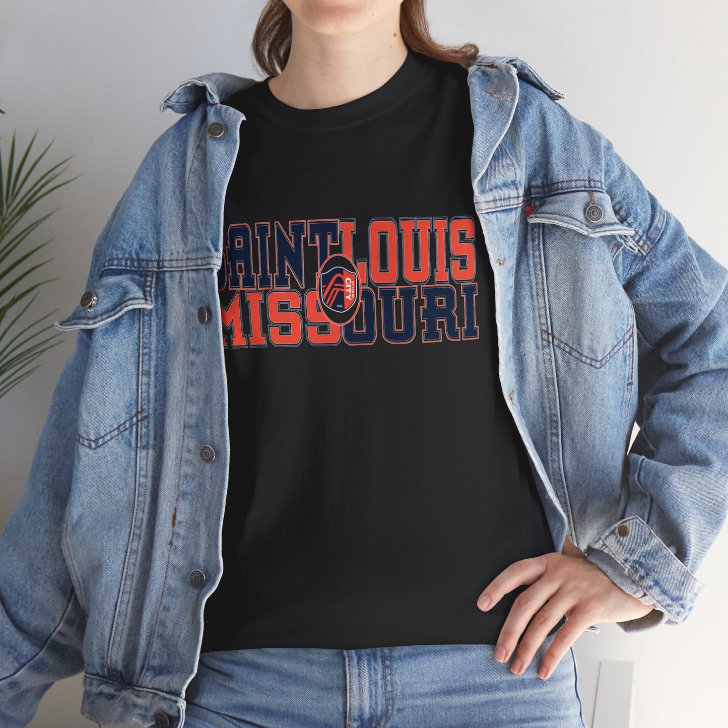 Saint Louis Missouri Tee in Blue and Red Font