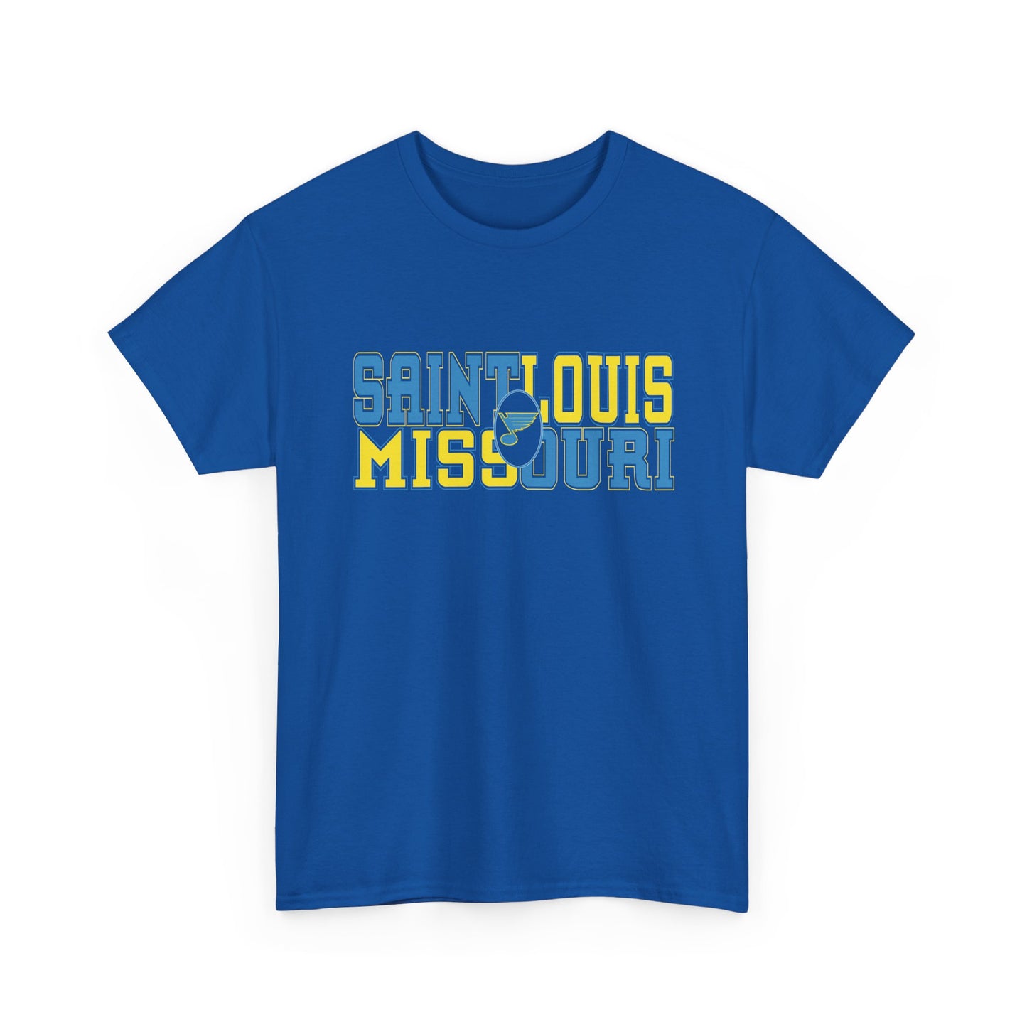 Saint Louis Missouri Tee in Blue & Gold Font