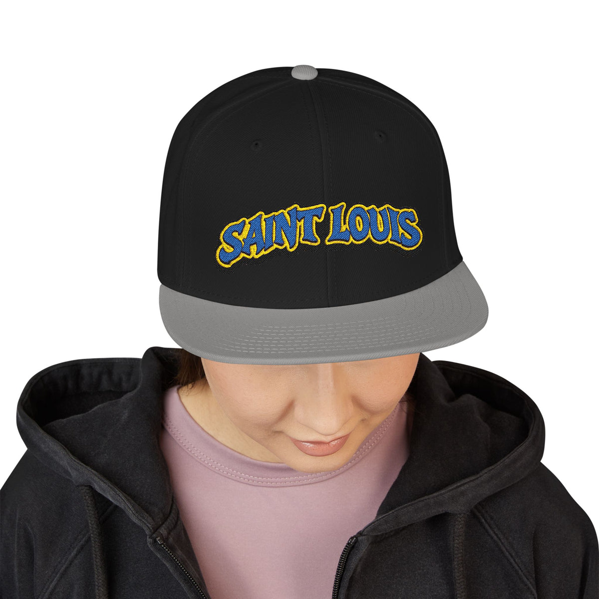 St. Louis Embroidered Snapback Hat — Retro Script Logo Cap