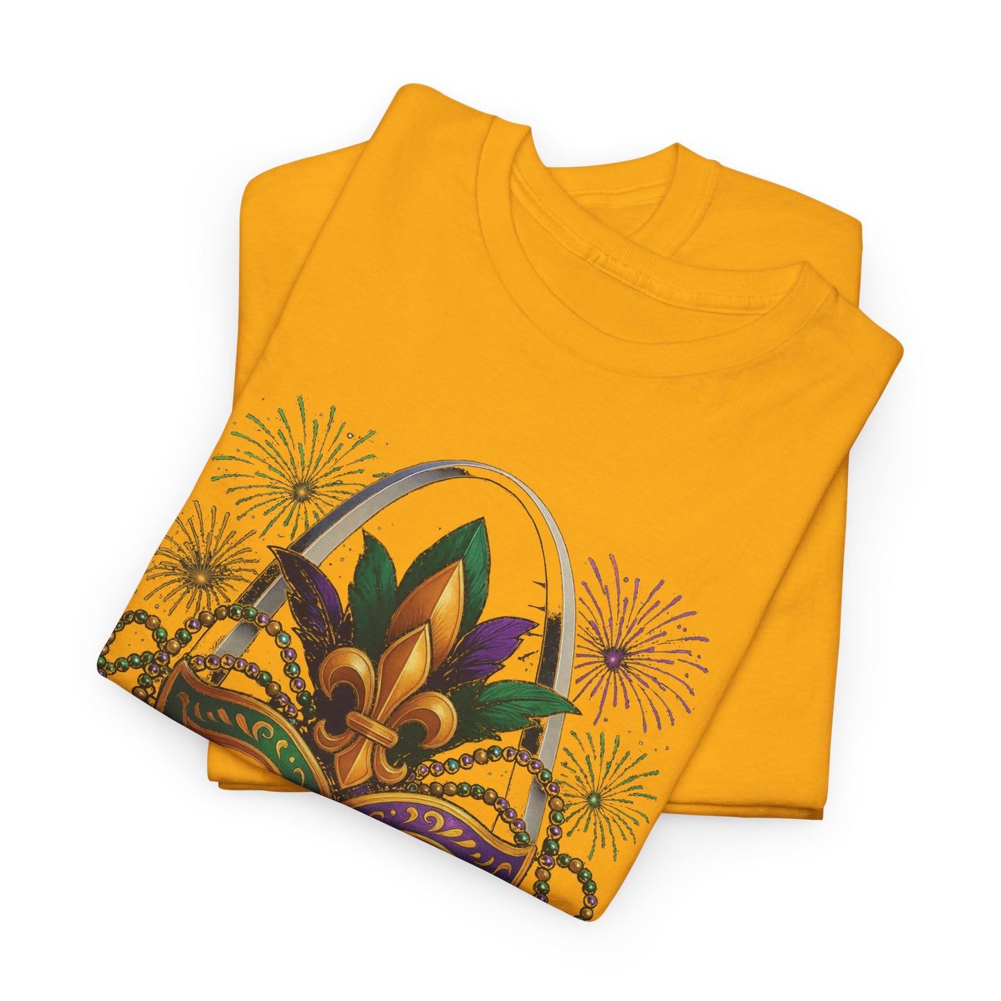 Mardi Gras Graphic T-Shirt — Festive Mask & Beads Tee