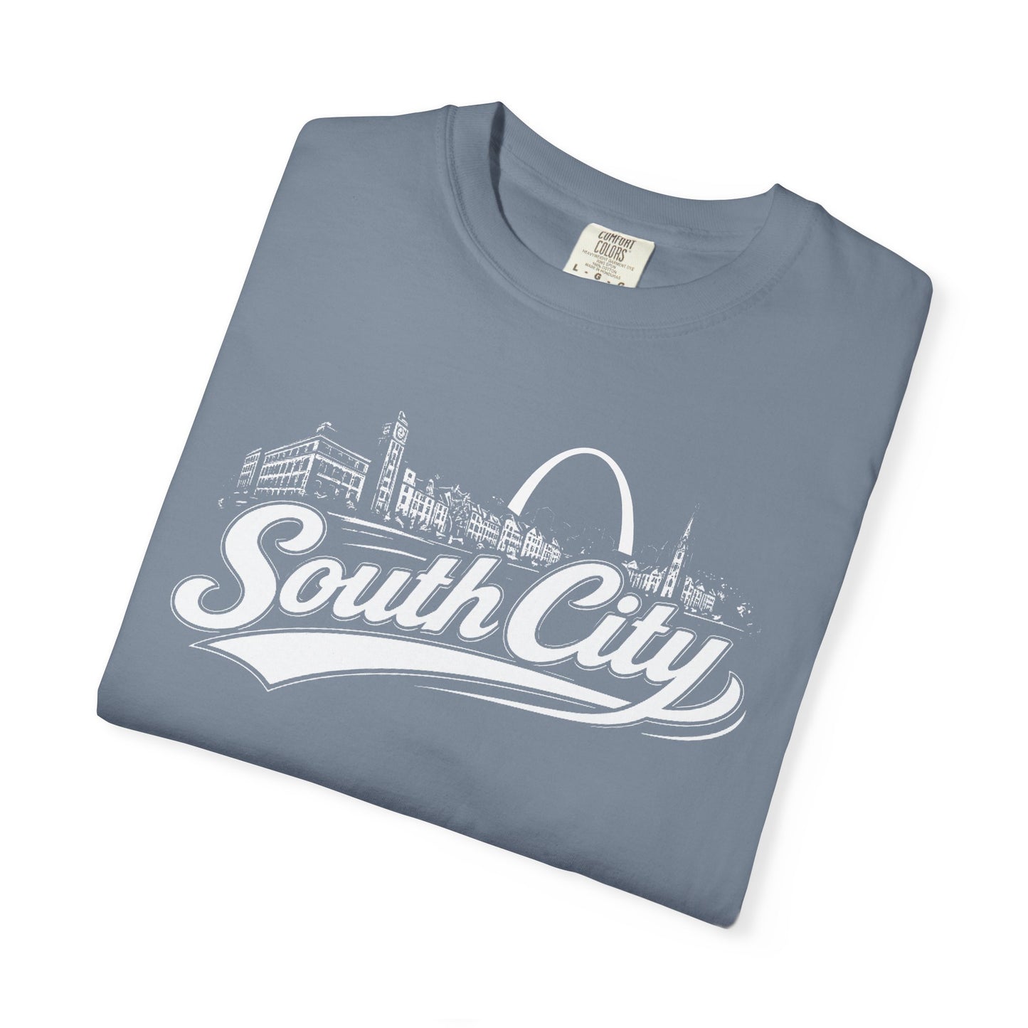 South City St. Louis Shirt Comfort Colors Tee | STL Arch Skyline Graphic | Vintage South City T‑Shirt | Saint Louis Neighborhood Apparel
