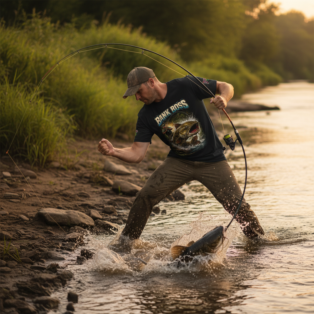 Bank Boss Fishing T‑Shirt — "Bank Boss" Graphic Tee for Anglers