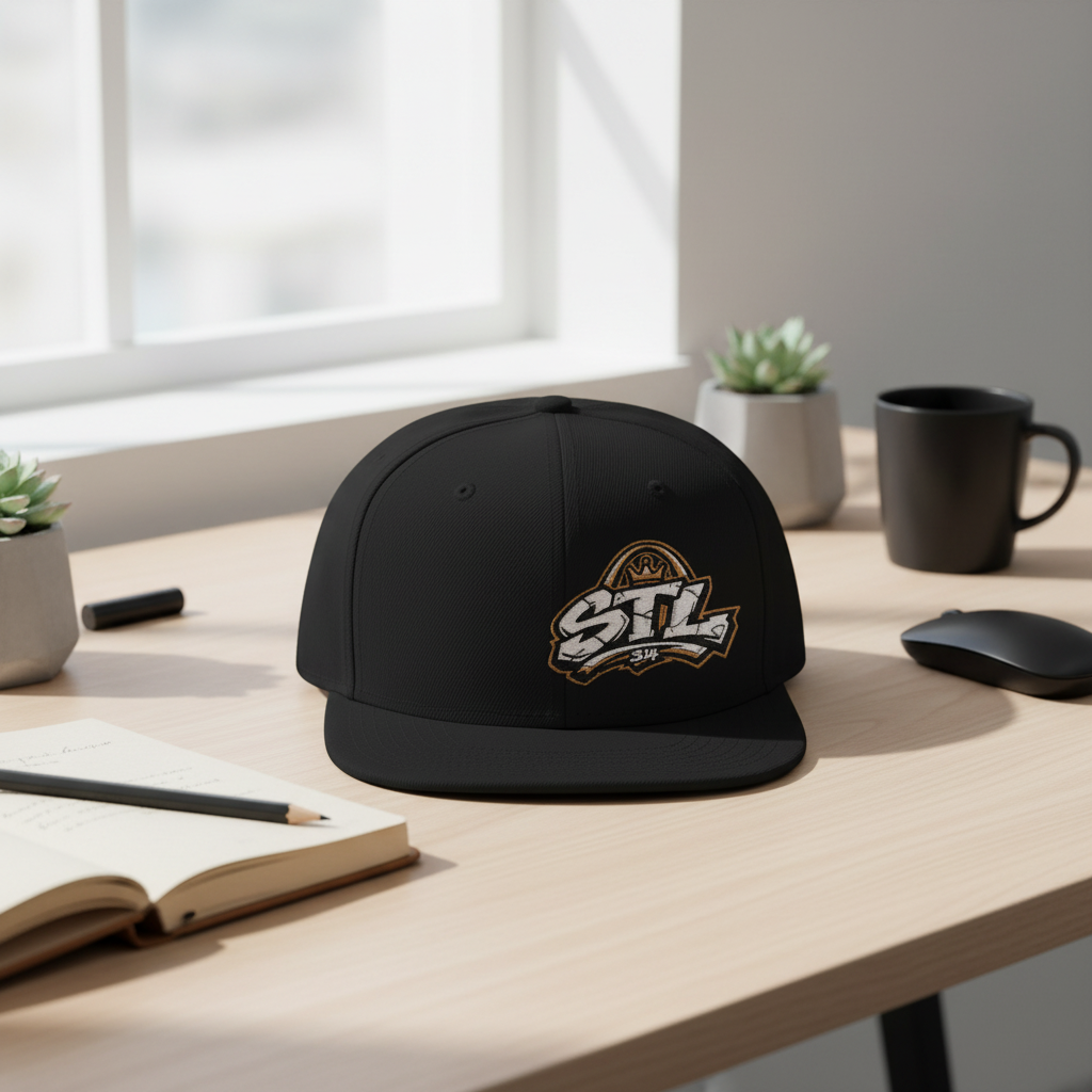 STL Embroidered Snapback Hat — St. Louis Retro Logo Cap ⚠️ Contains AI-generated models