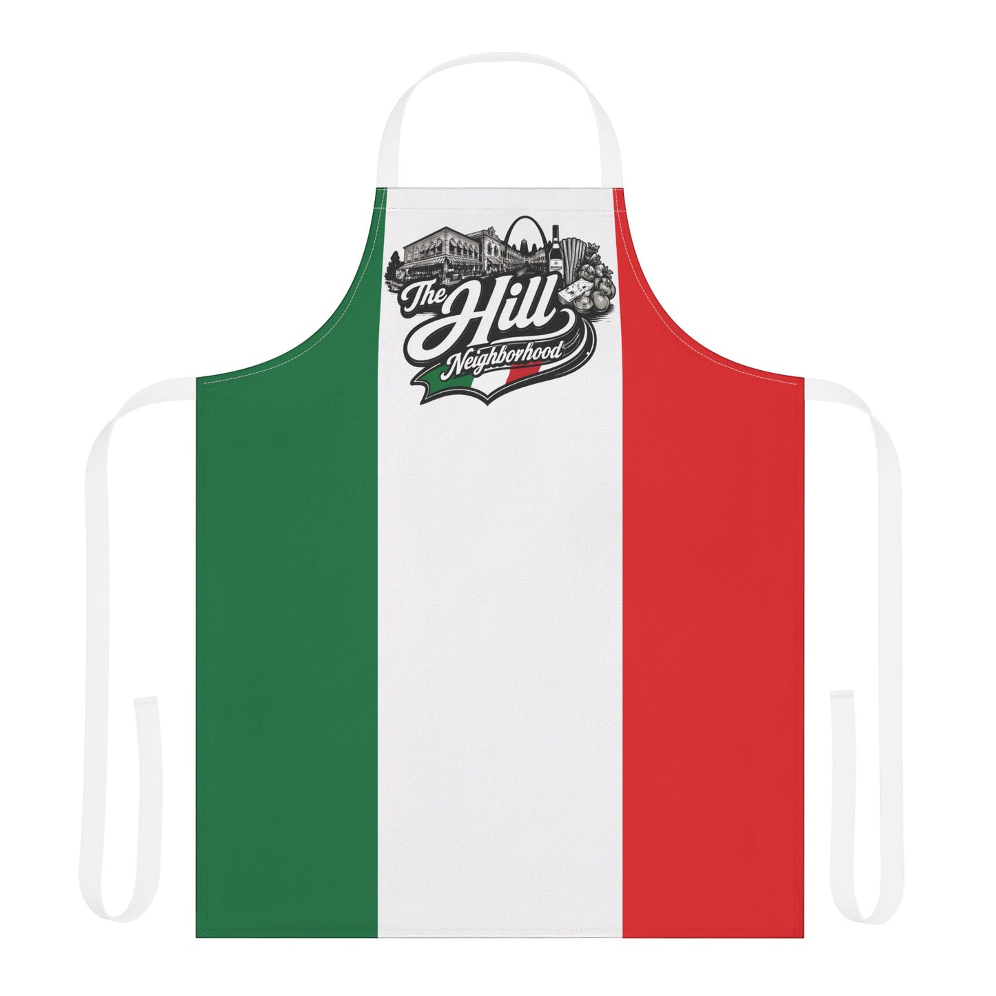 Italian Flag Apron with 'The Hill Neighborhood' Logo – Patriotic Kitchen Apron