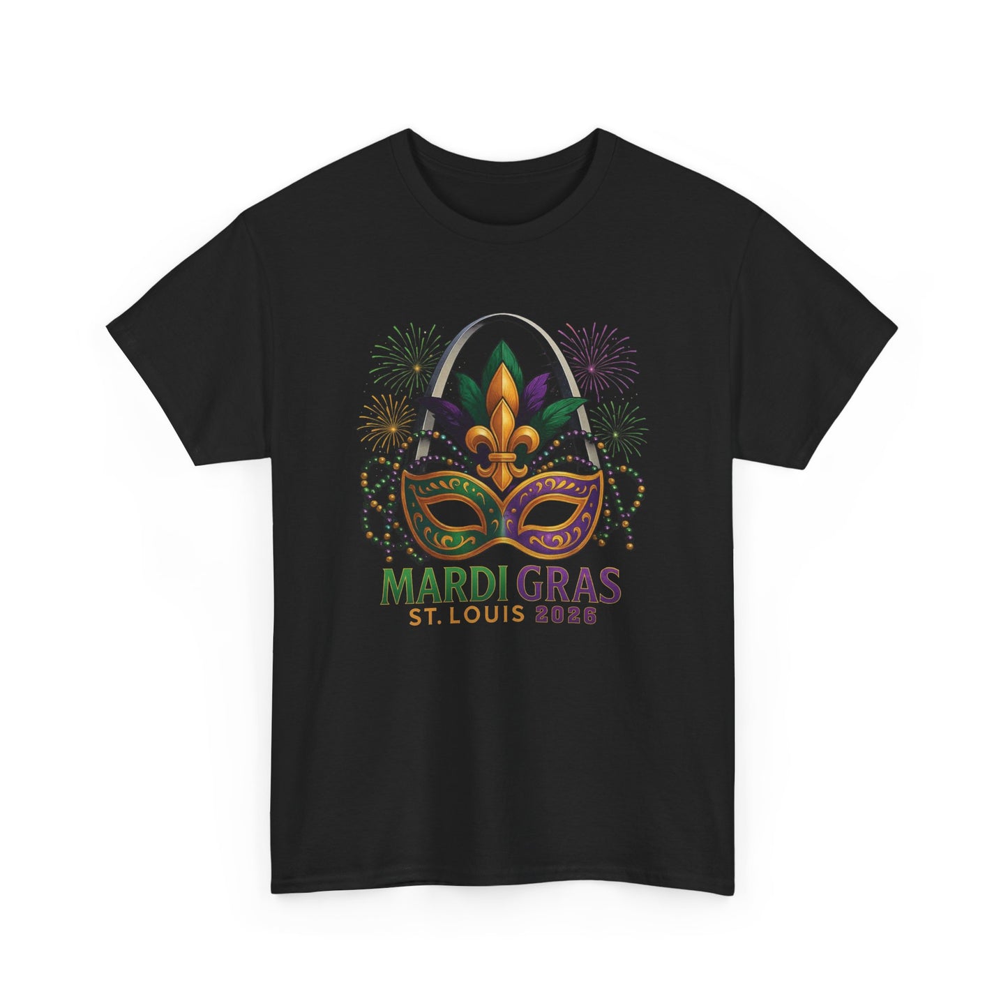 Mardi Gras Graphic T-Shirt — Festive Mask & Beads Tee