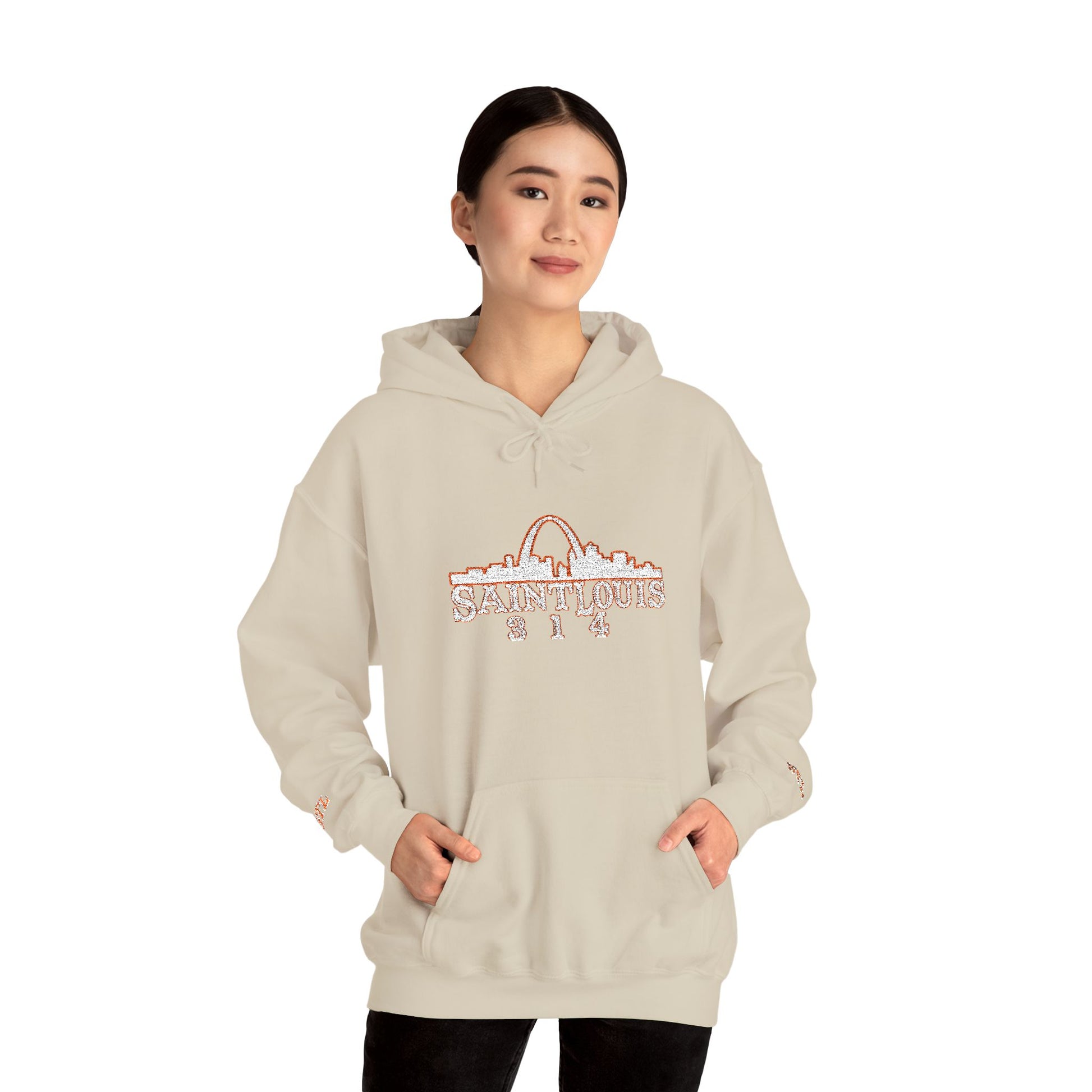 St. Louis Skyline Embroidered Hoodie Printify