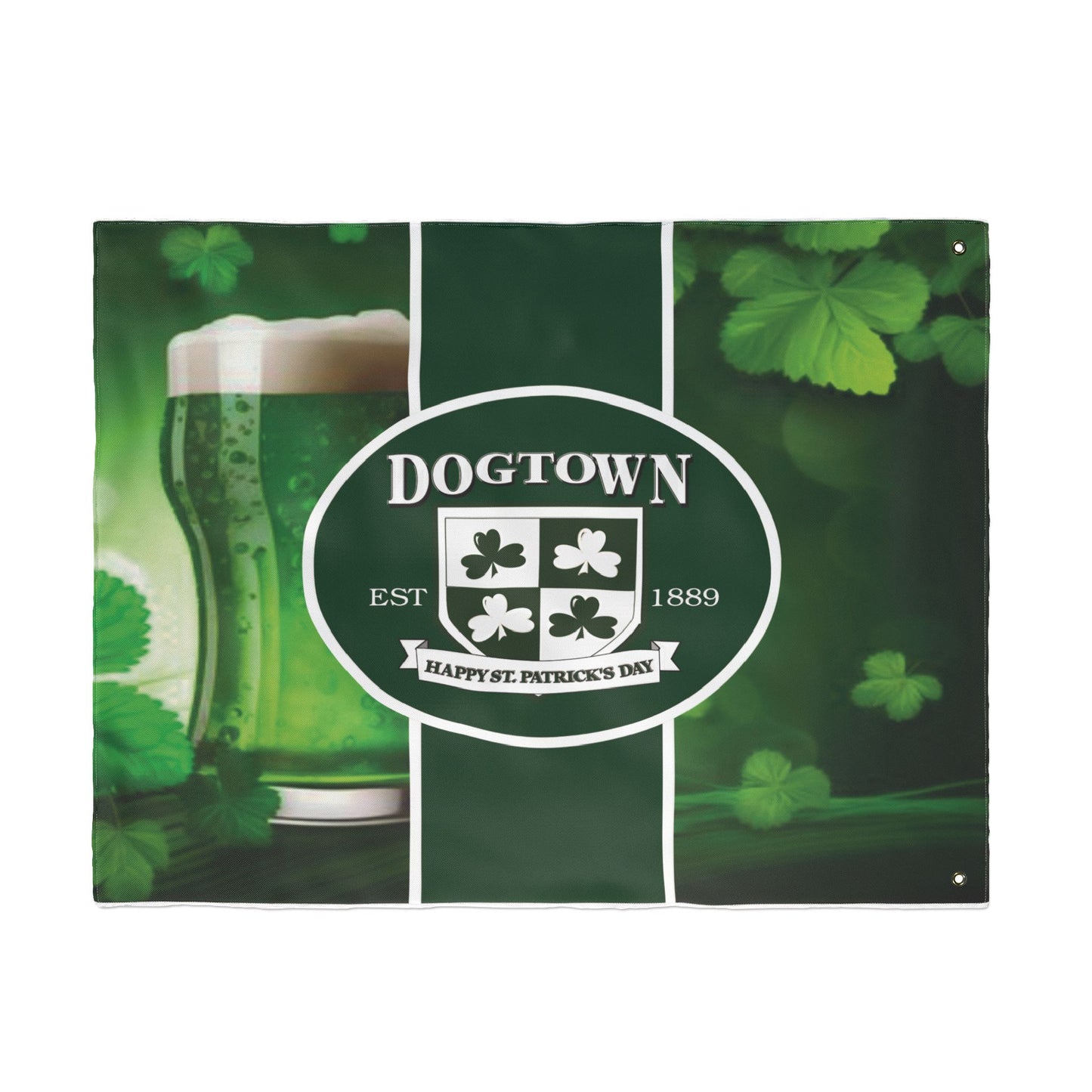 Double Sided Flag- Dogtown Neighborhood St Patrick's Day Printify
