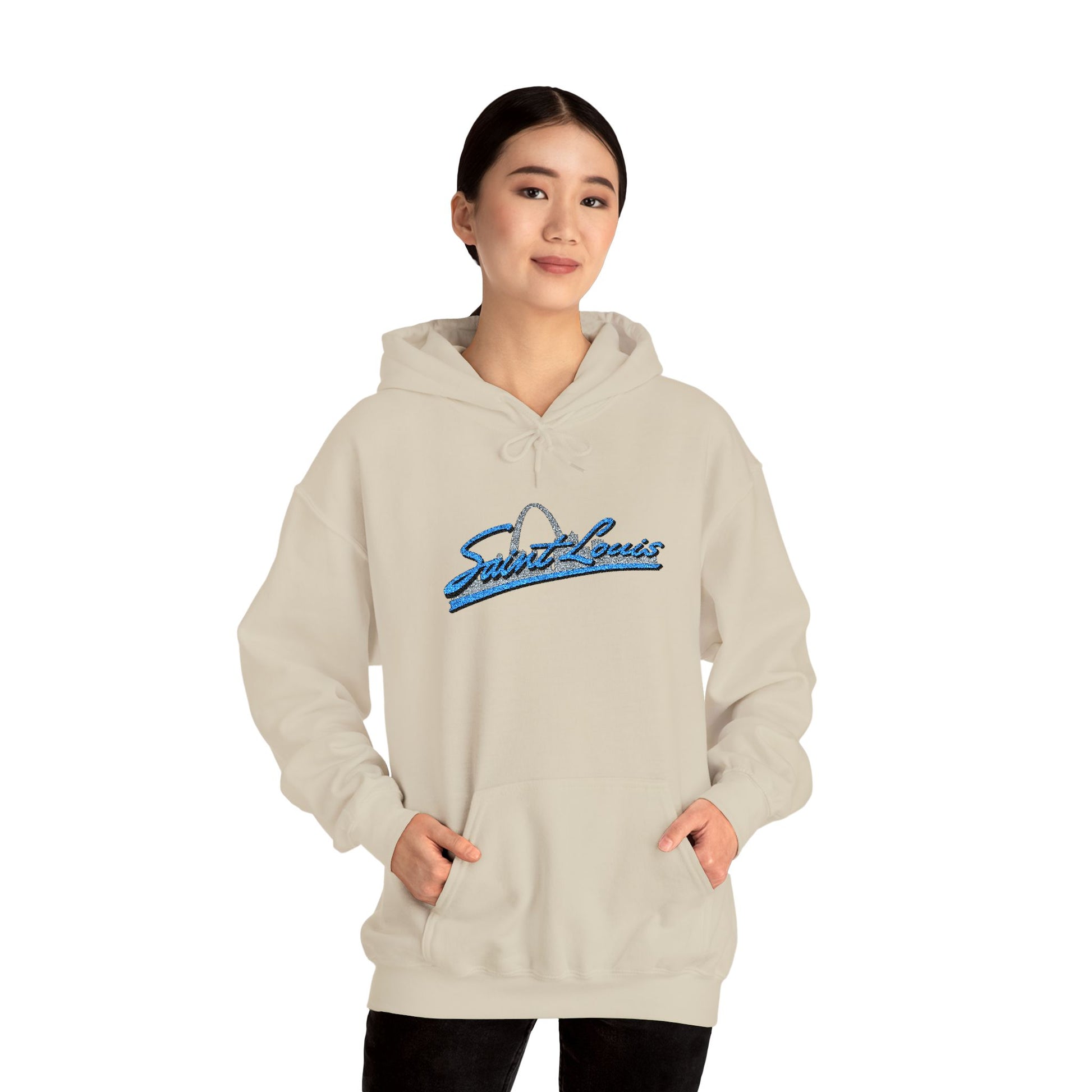 Embroidered Hoodie- Saint Louis Printify