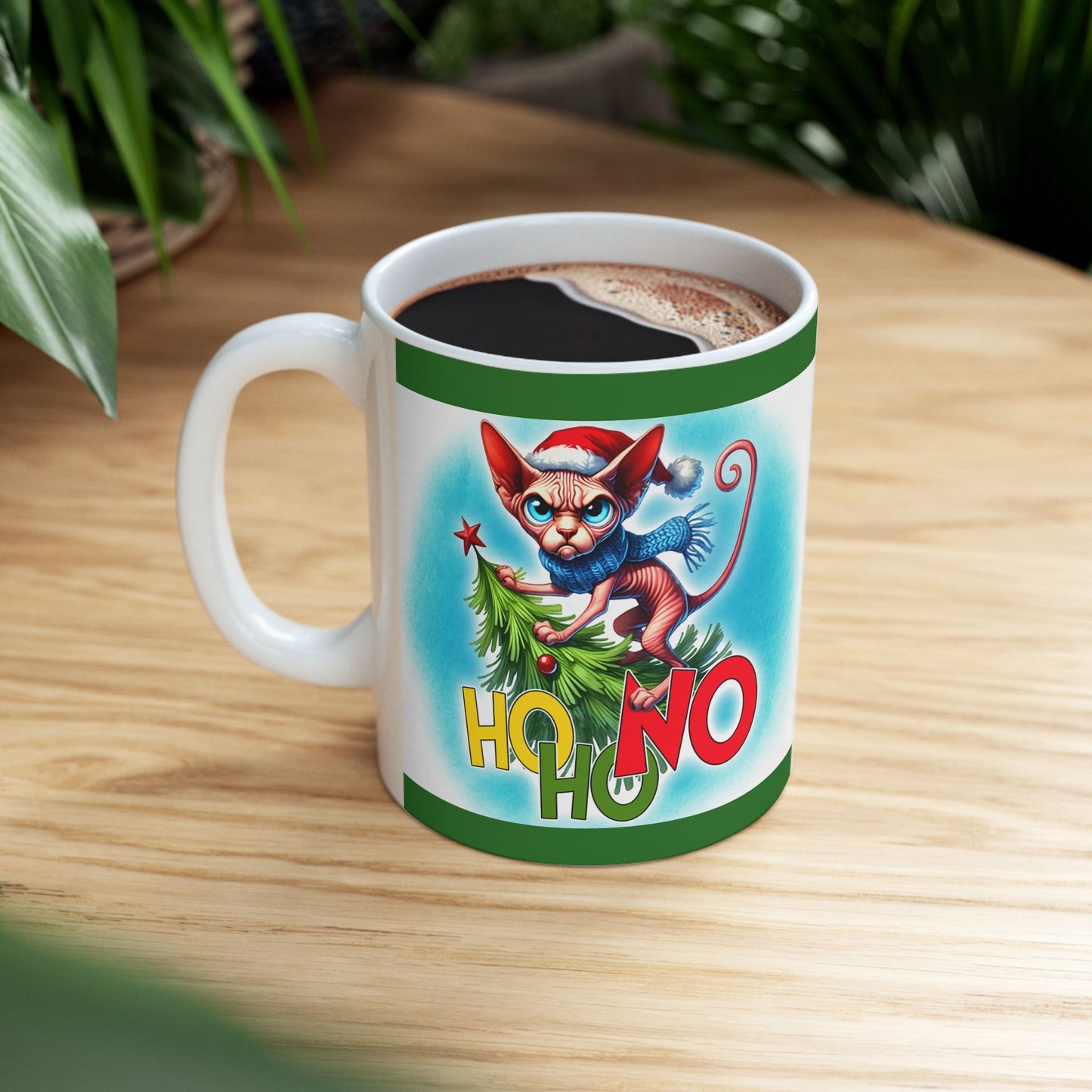 Funny Cat Mug - Ho, Ho, No - 11oz, 15oz Ceramic Mug