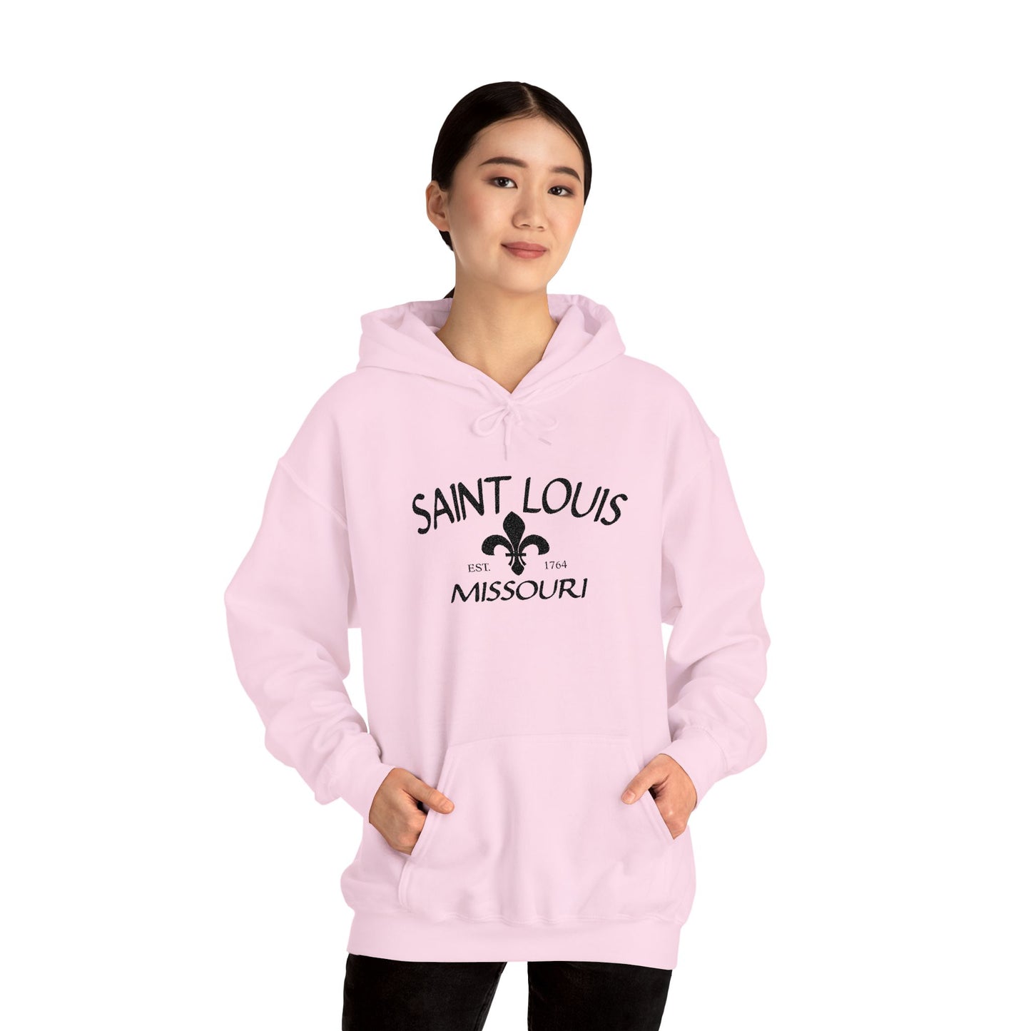 Saint Louis Missouri Embroidered Hoodie (Black Lettering)