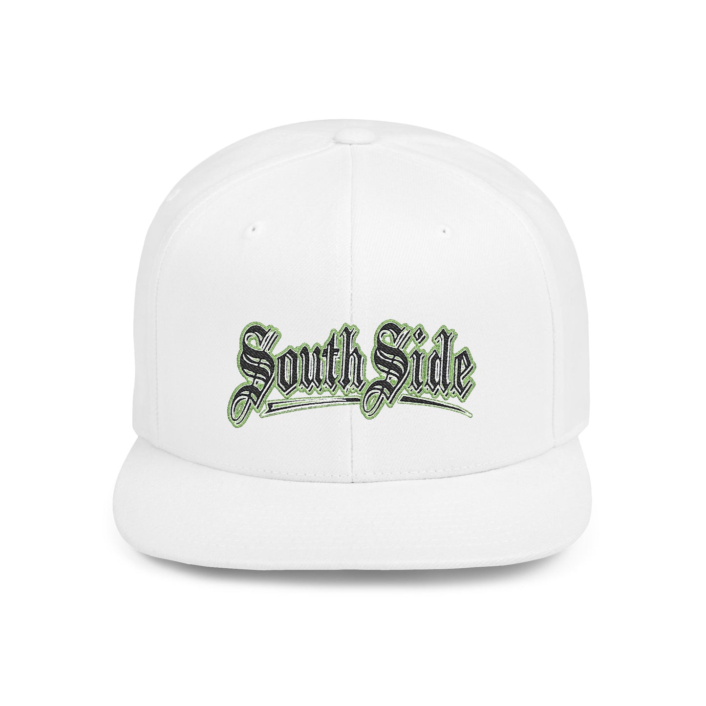 South Side Flat Bill Snapback Green outline Printify