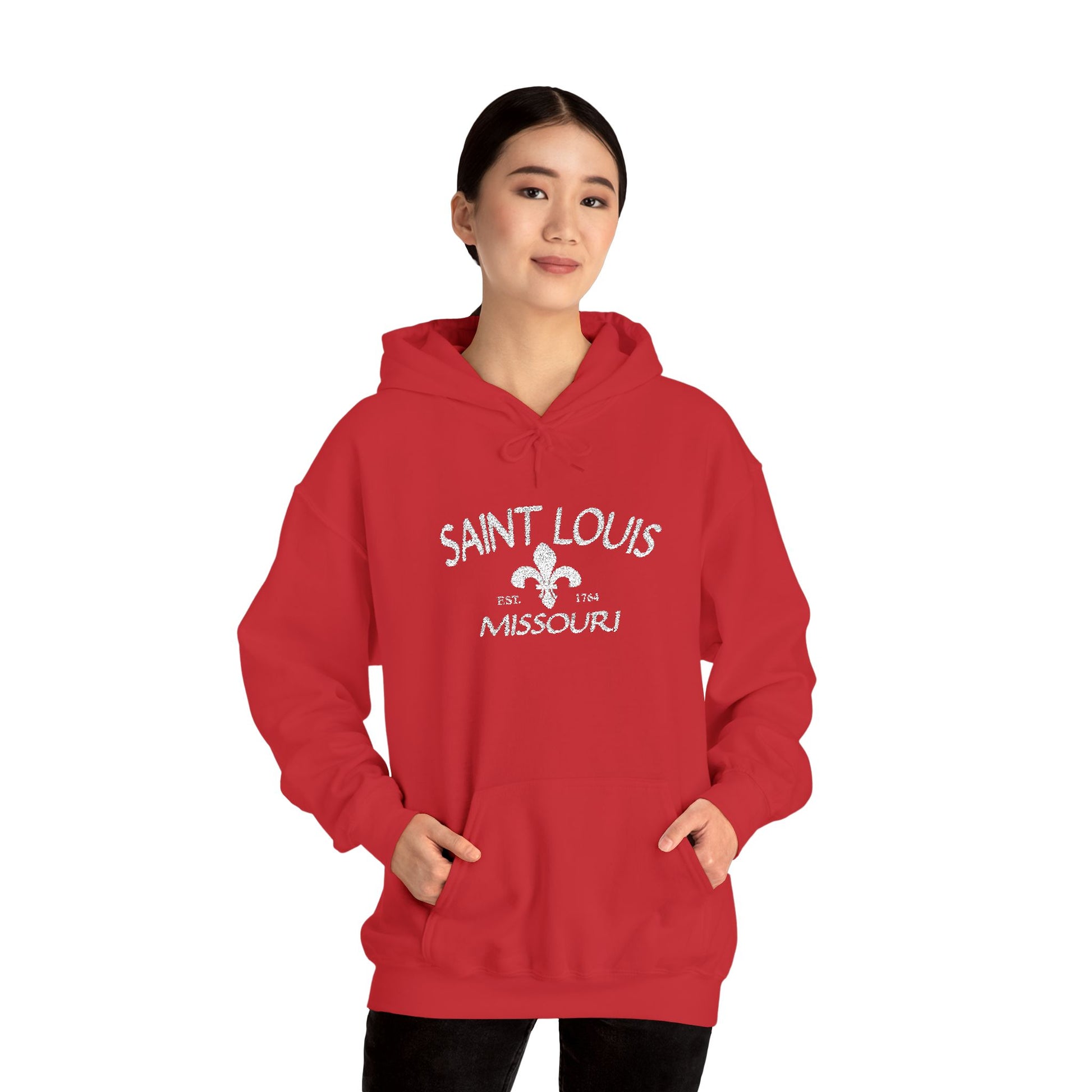 Saint Louis Missouri Embroidered Hoodie — White Lettering Printify