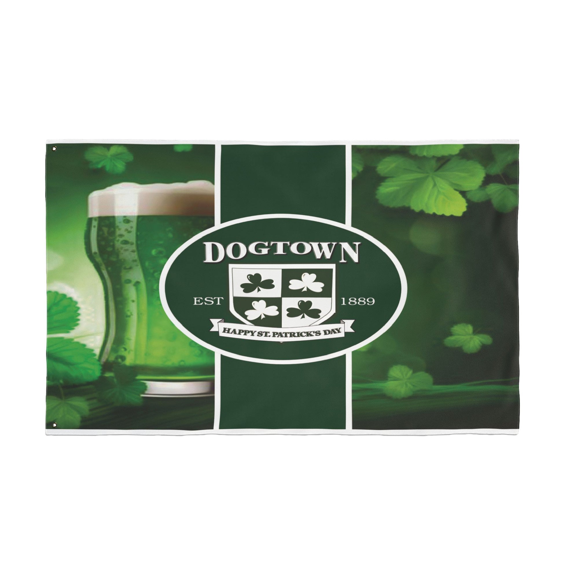 Double Sided Flag- Dogtown Neighborhood St Patrick's Day Printify