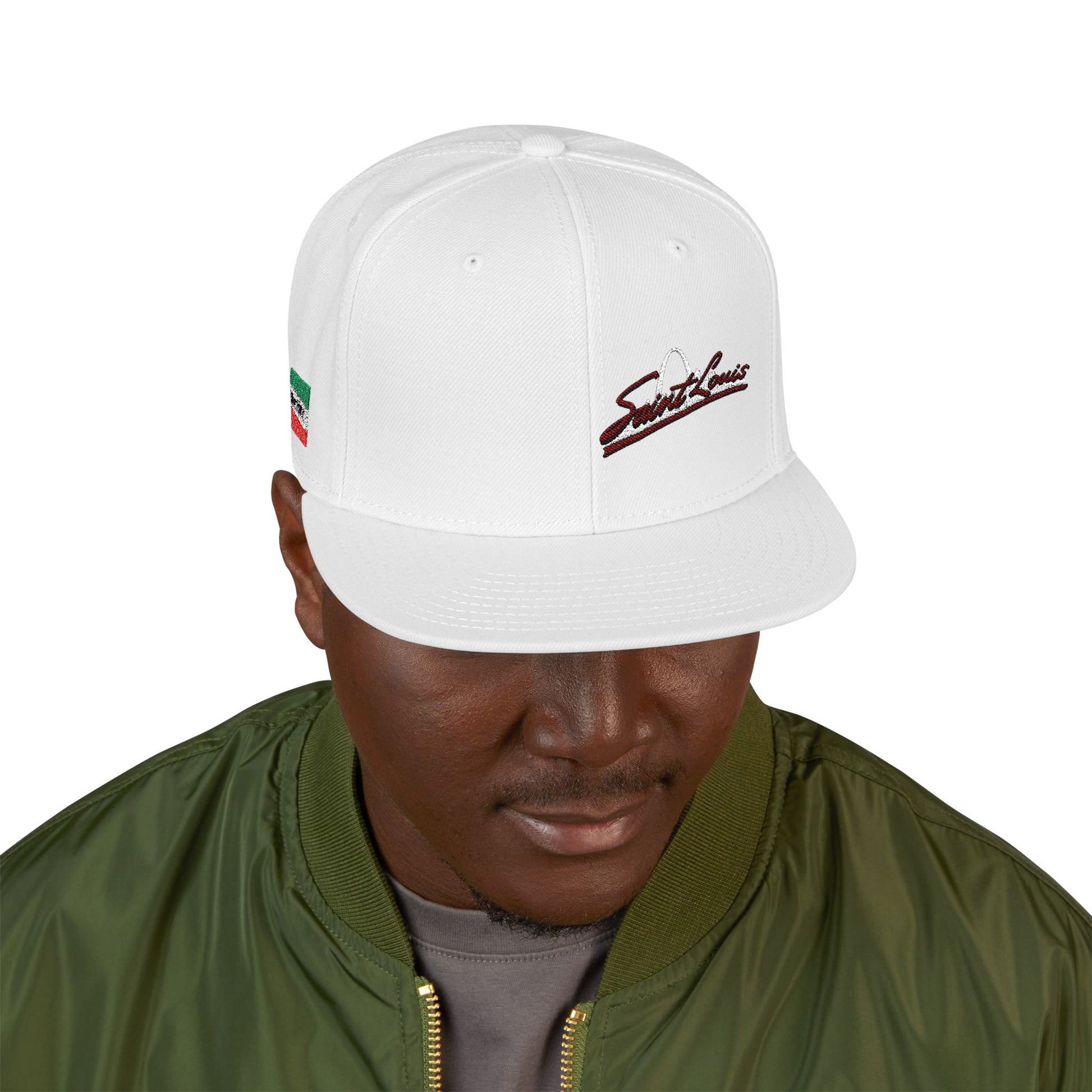 Snapback Hat - Saint Louis Embroidered - The Hill Neighborhood Edition - Red Lettering Printify