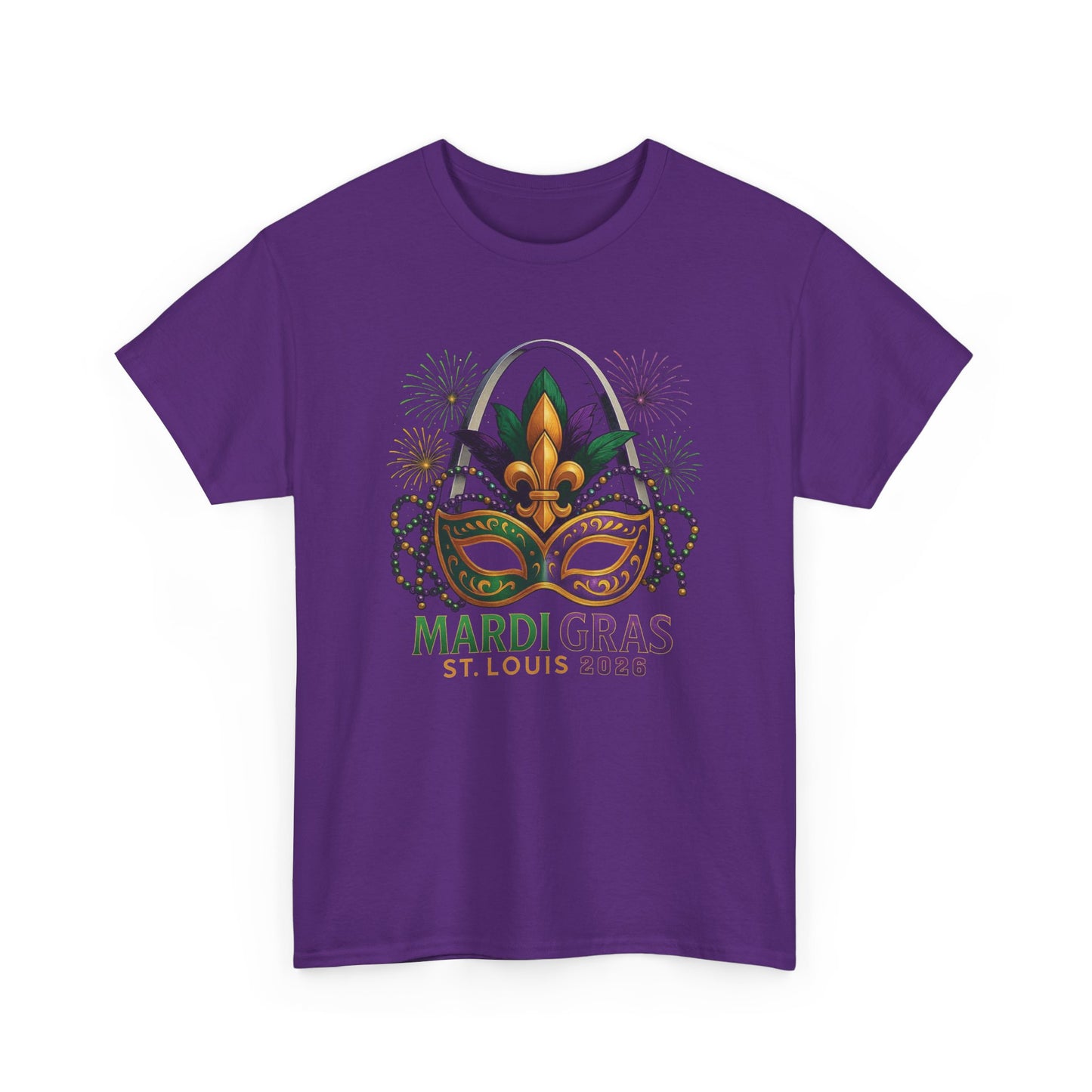 Mardi Gras Graphic T-Shirt — Festive Mask & Beads Tee